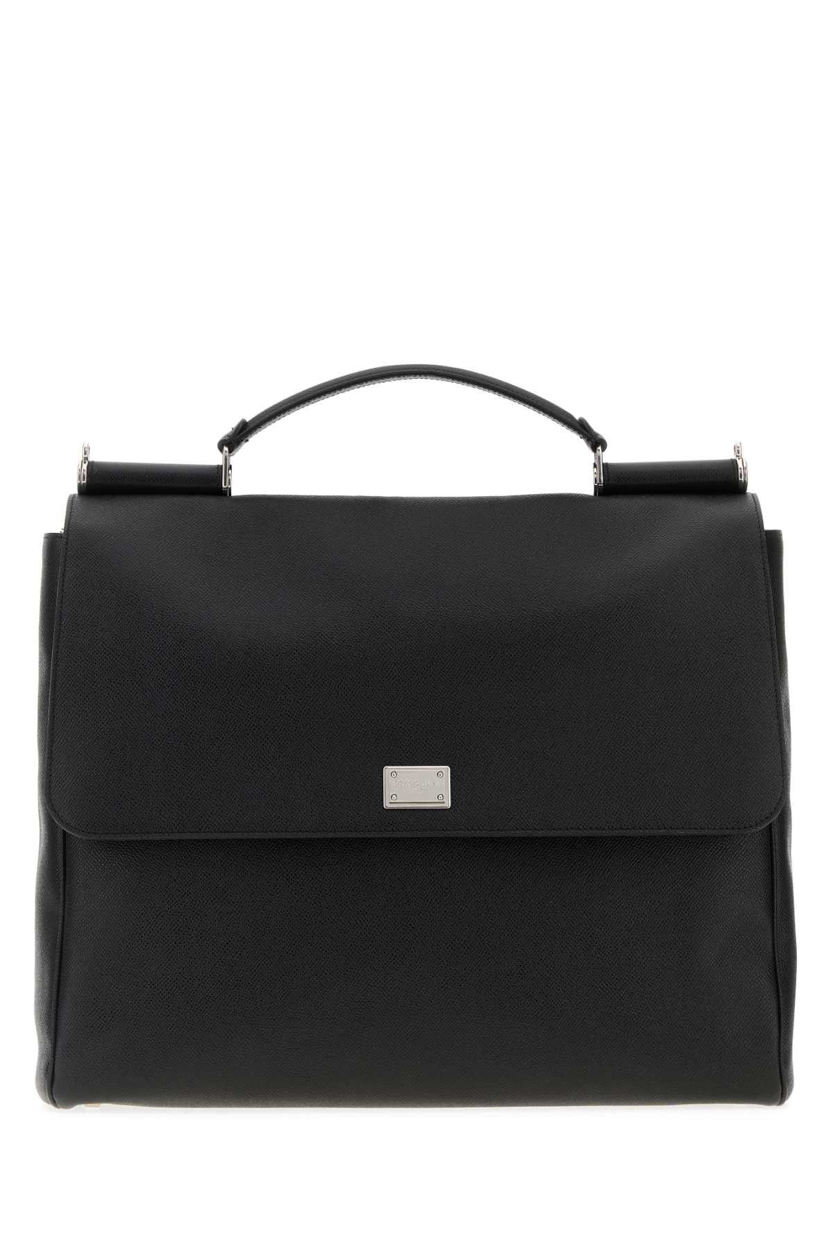 Dolce & Gabbana Black Leather Sicily Briefcase Size ONE SIZE - 1 Thumbnail
