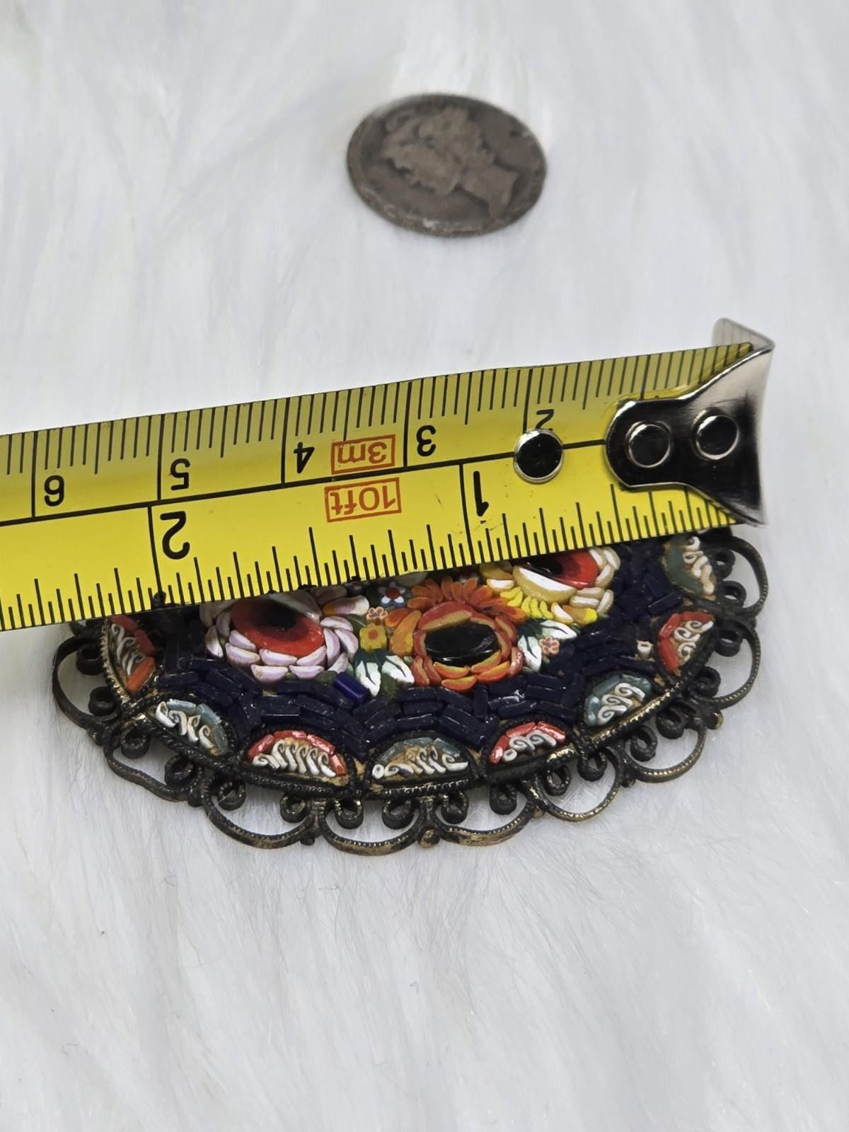 Antique Rivet Antique Italian Micro Mosaic Millefiori Floral Brooch Pin Size ONE SIZE - 3 Thumbnail