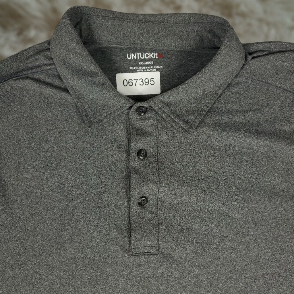 UNTUCKit UNTUCKit Polo Shirt Mens 2XL Gray Long Sleeve Polo Casual Button Collar Shirt" Size US XXL / EU 58 / 5 - 1 Thumbnail