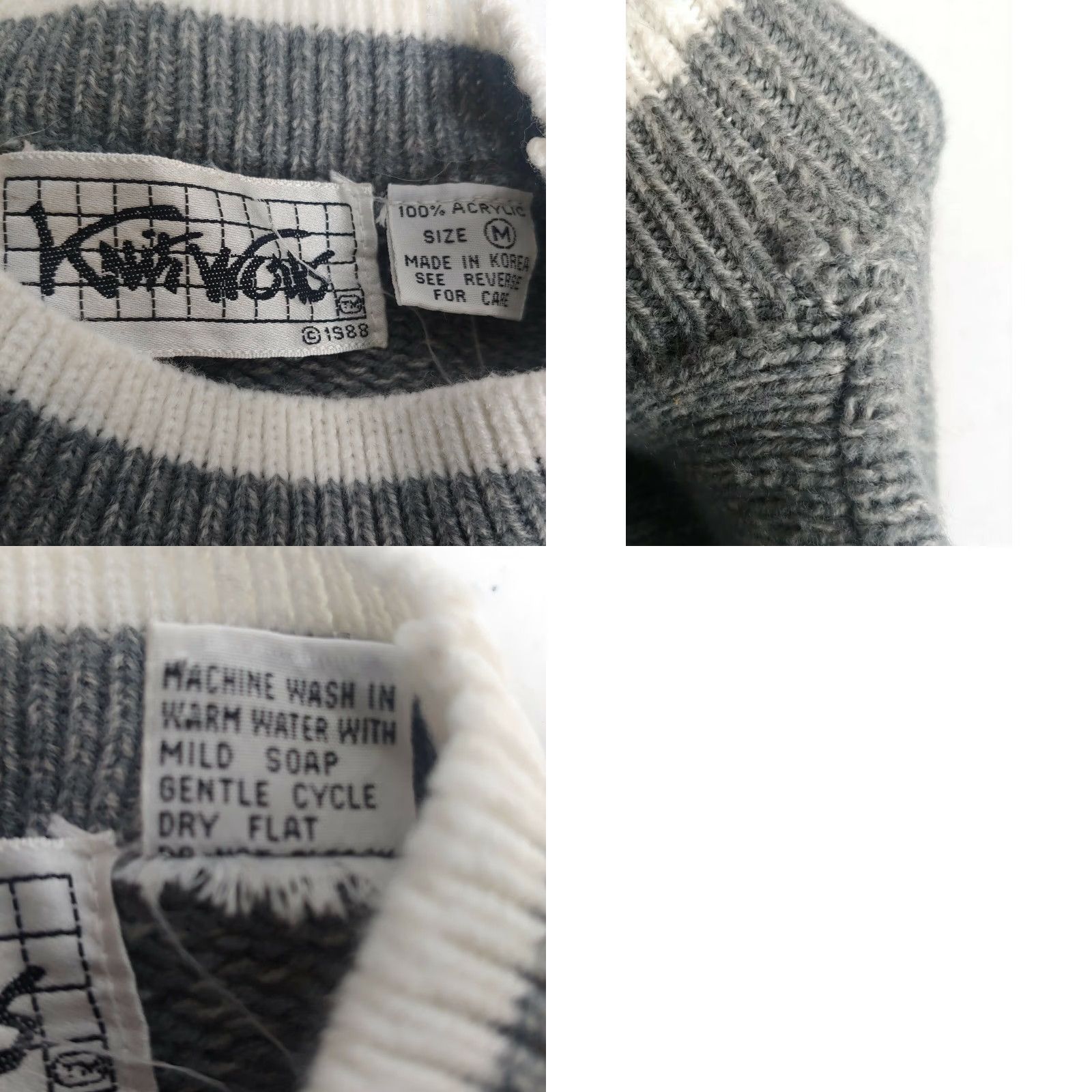 Vintage VINTAGE 1988 Korea Retro Knit Works Sweater M Gray Red Blue Winter Fashion Women Size M / US 6-8 / IT 42-44 - 8 Thumbnail