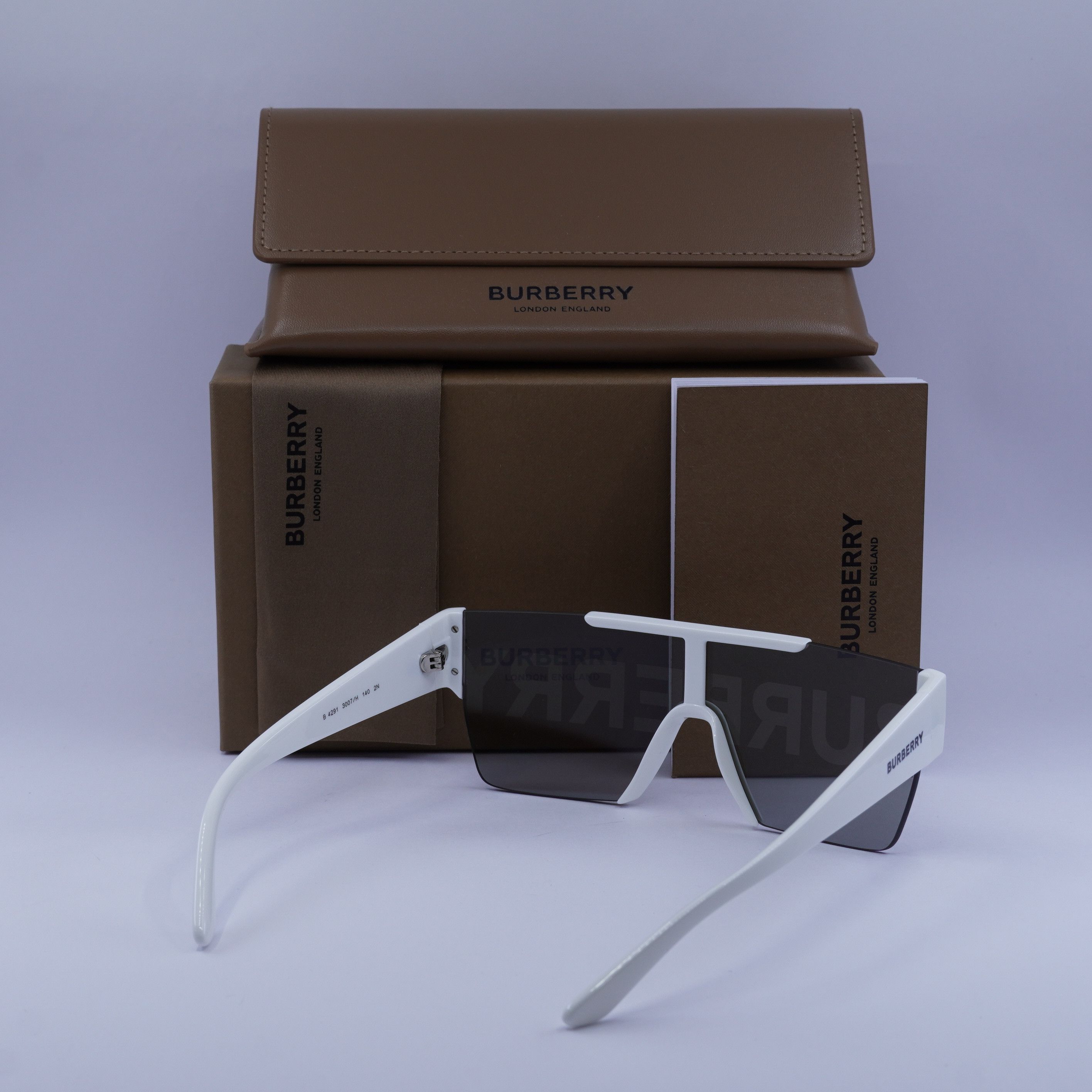 Burberry Burberry BE4291 3007/H Sunglasses White Shield Frame Size ONE SIZE - 12 Thumbnail