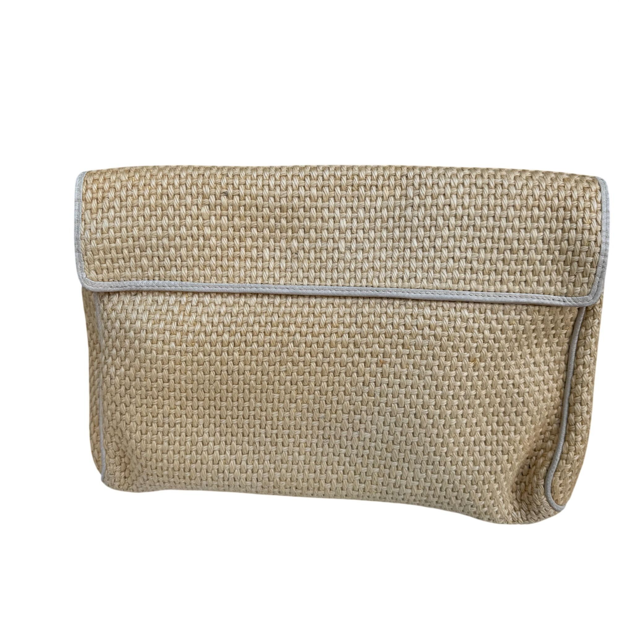 Bottega Veneta Bottega Veneta Vintage Woven Raffia Flap Clutch Bag Leather Size ONE SIZE - 3 Thumbnail