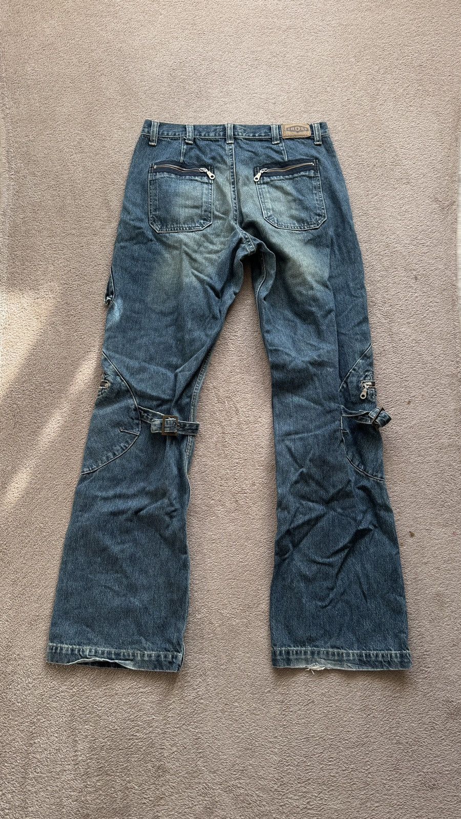 Hysteric Glamour Vintage Flared Jeans Y2K distressed washed denim cargo pants Size US 33 - 3 Thumbnail