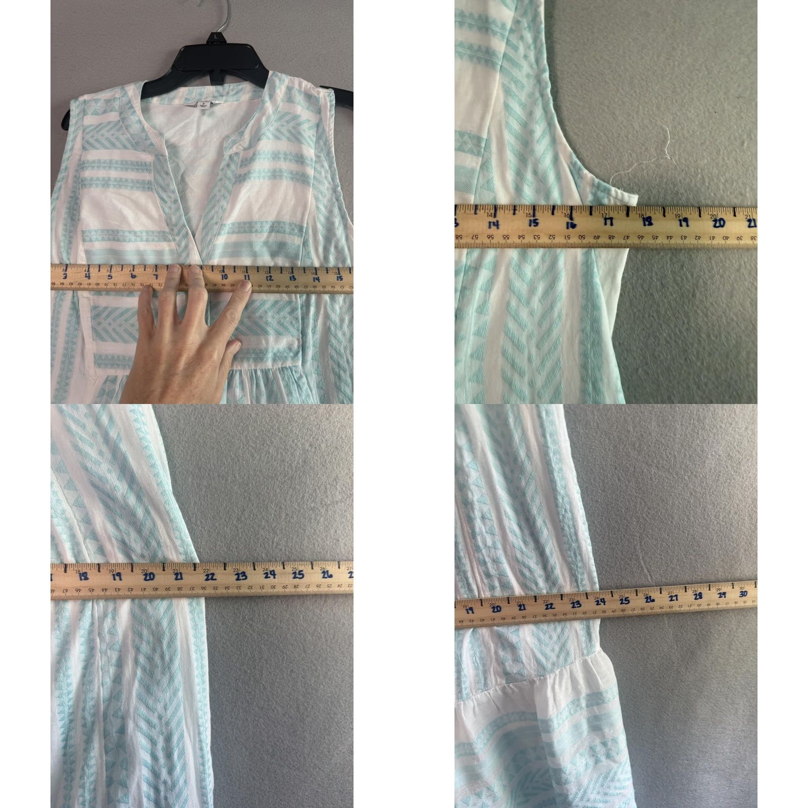 Vintage Crown & Ivy Dress Sundress Womens Small White Chevron V Neck Maxi Pockets Boho Sundress Size S / US 4 / IT 40 - 8 Thumbnail