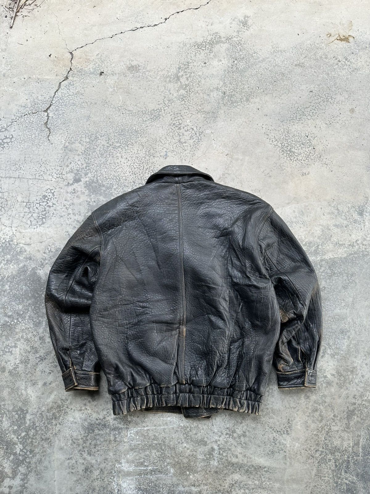 Vintage Vintage V_Luck Double Collar Sheepskin Leather Bomber Jacket Size US L / EU 52-54 / 3 - 6 Thumbnail