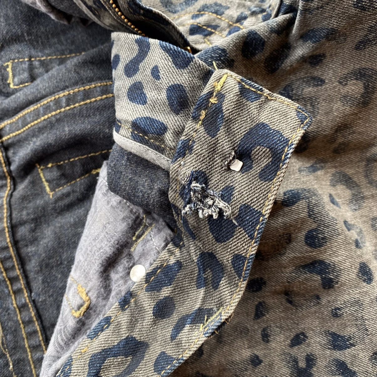 Hysteric Glamour × Japanese Brand Co&Lu Leopard Print Washed Denim Pants Size US 28 / EU 44 - 7 Thumbnail