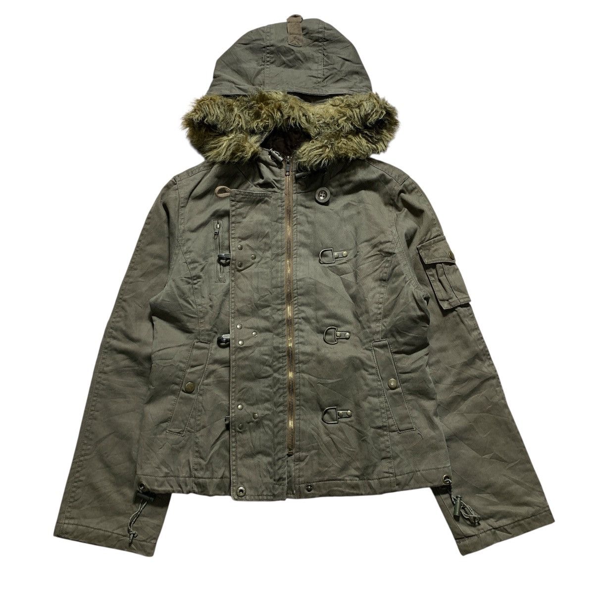 Japanese Brand 2000s Colza Military Bondage Vkei GOA Style Fur Jacket Size US S / EU 44-46 / 1 - 3 Thumbnail