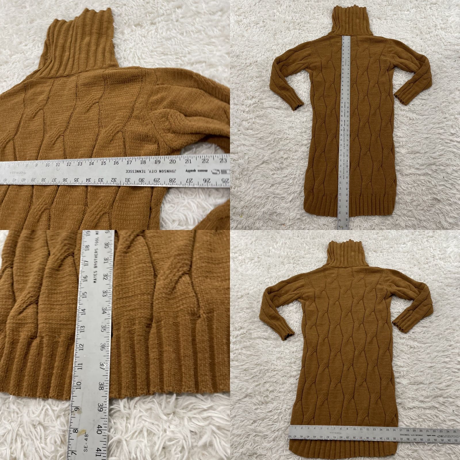 Vintage VINTAGE STITCHDROP Cable Knit Dress Women S Brown Turtleneck Chunky 90s Boho Minimalism Sweater Dress Size S / US 4 / IT 40 - 8 Thumbnail