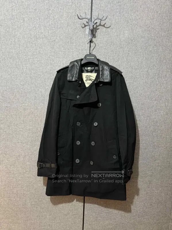 Burberry Burberry Black Leather Logo Men's Trench Coat. Size US M / EU 48-50 / 2 - 1 Thumbnail