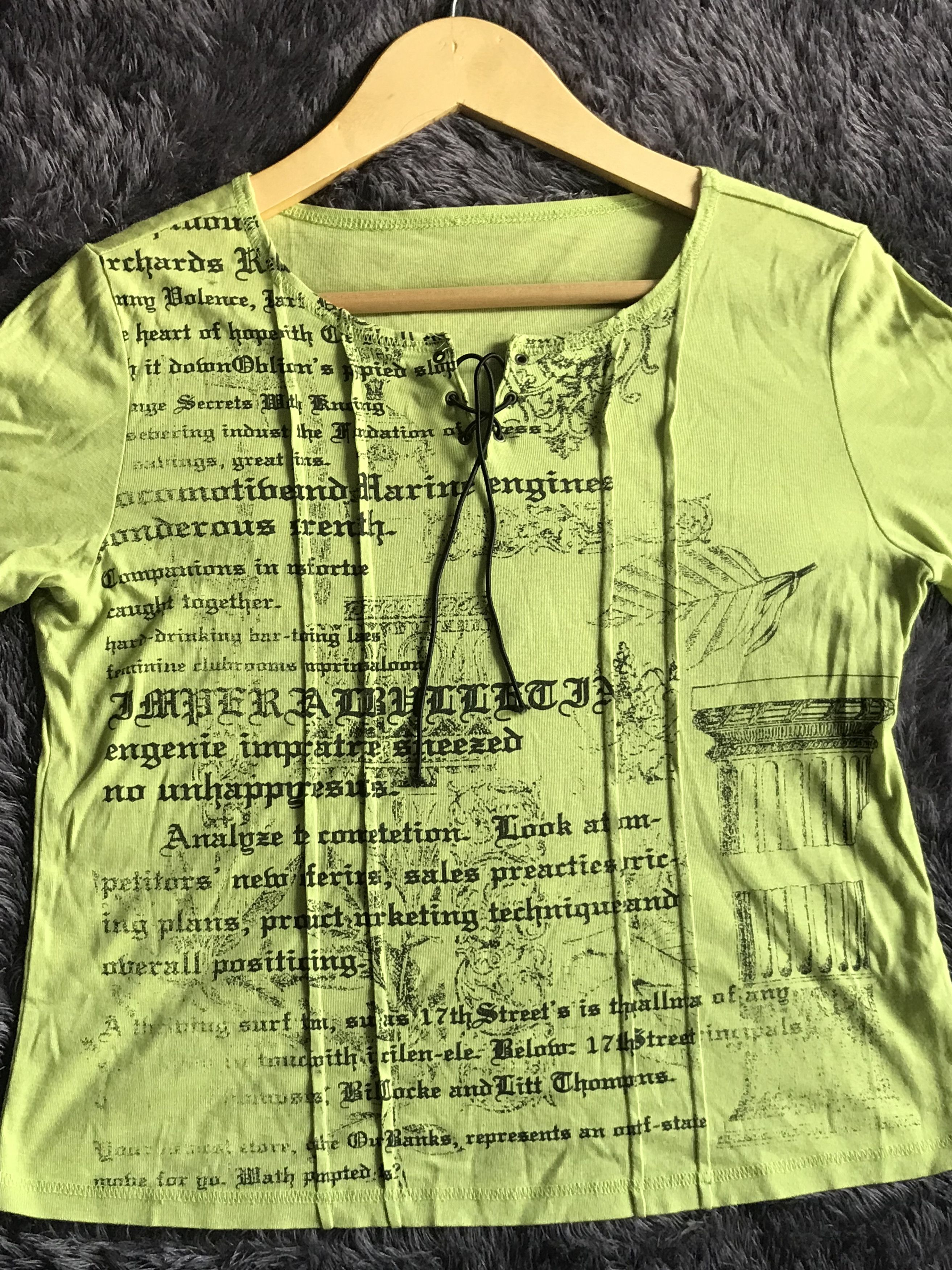 Beauty Beast × Hysteric Glamour × Japanese Brand Reman Tokyo Poem Lace Up Cropped T-Shirt Size M / US 6-8 / IT 42-44 - 2 Thumbnail