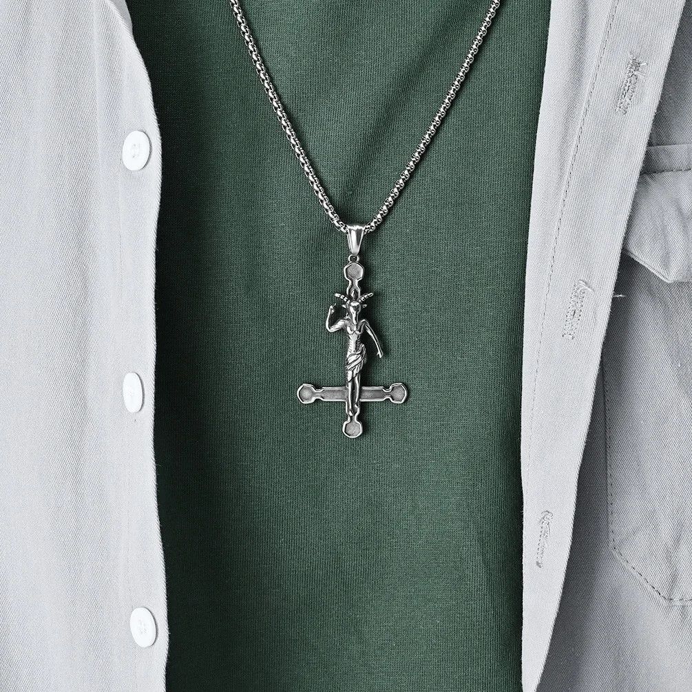Jewelry Baphomet Goat Satanic Satan Demon Devil Statement Necklace Size ONE SIZE - 5 Thumbnail
