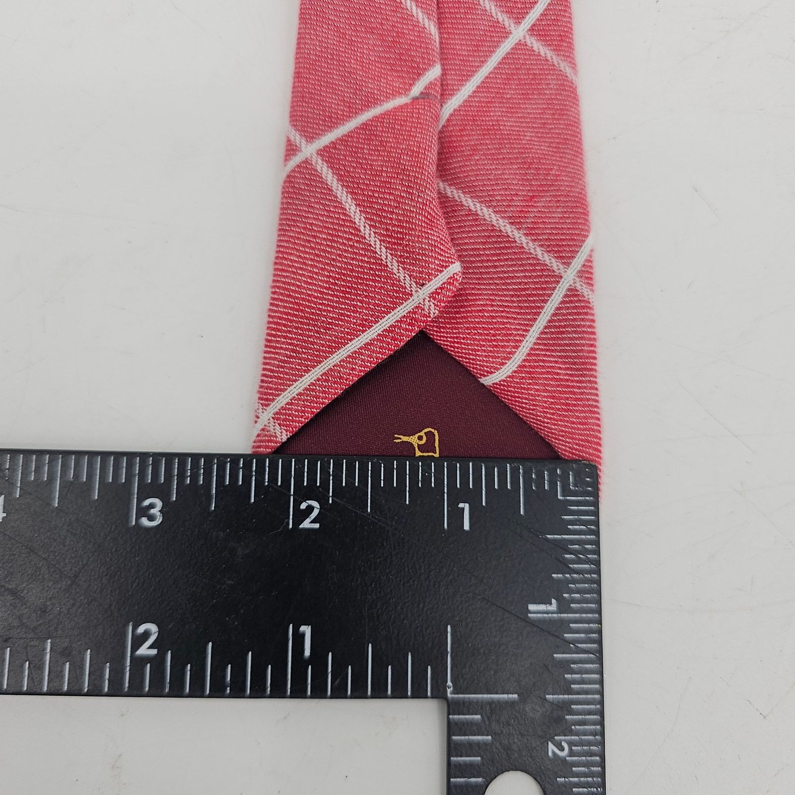 Original Penguin Skinny Colby Neck Tie Cotton Designer Plaid Argyle Red White Size ONE SIZE - 4 Thumbnail