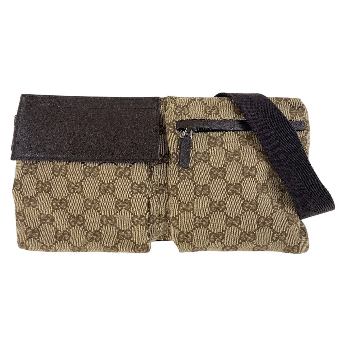 Gucci Gucci Gucci GG Canvas Leather Waist Bag Canvas Belt Bag 28566 DUTY FREE for USA Size ONE SIZE - 1 Thumbnail