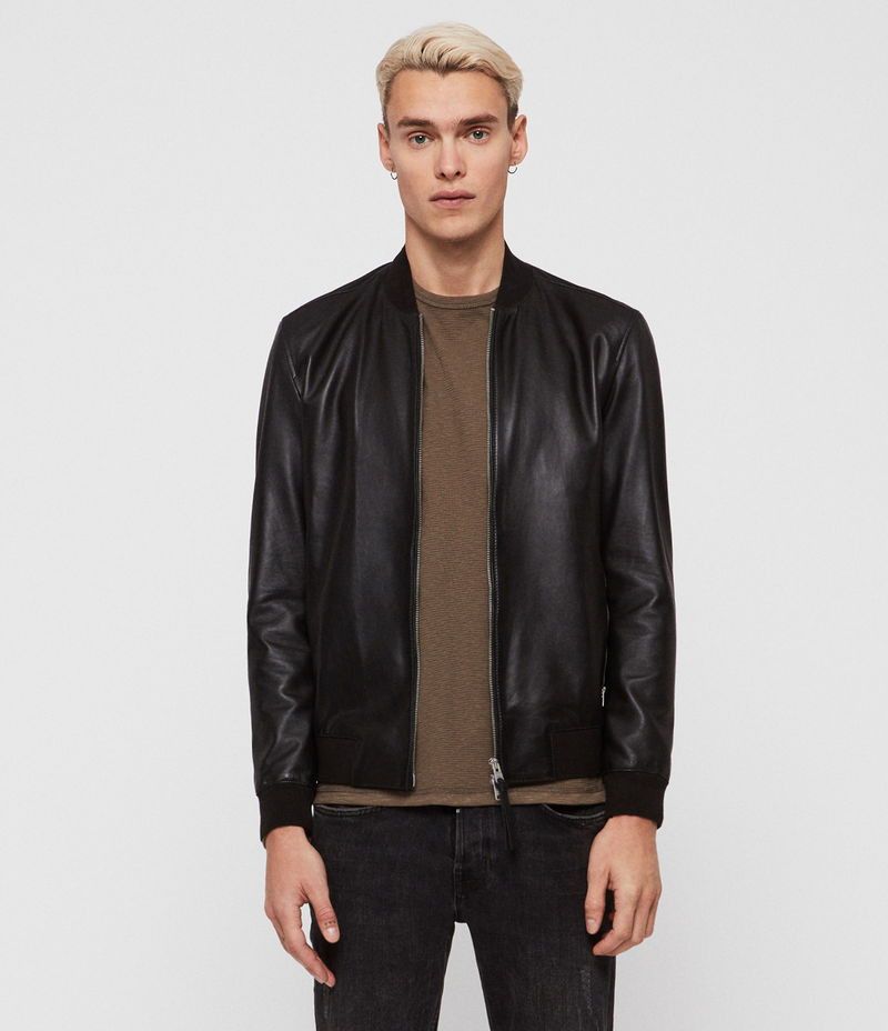 Allsaints Allsaints leather men jacket bomber Mower XS Black Size US XS / EU 42 / 0 - 1 Thumbnail