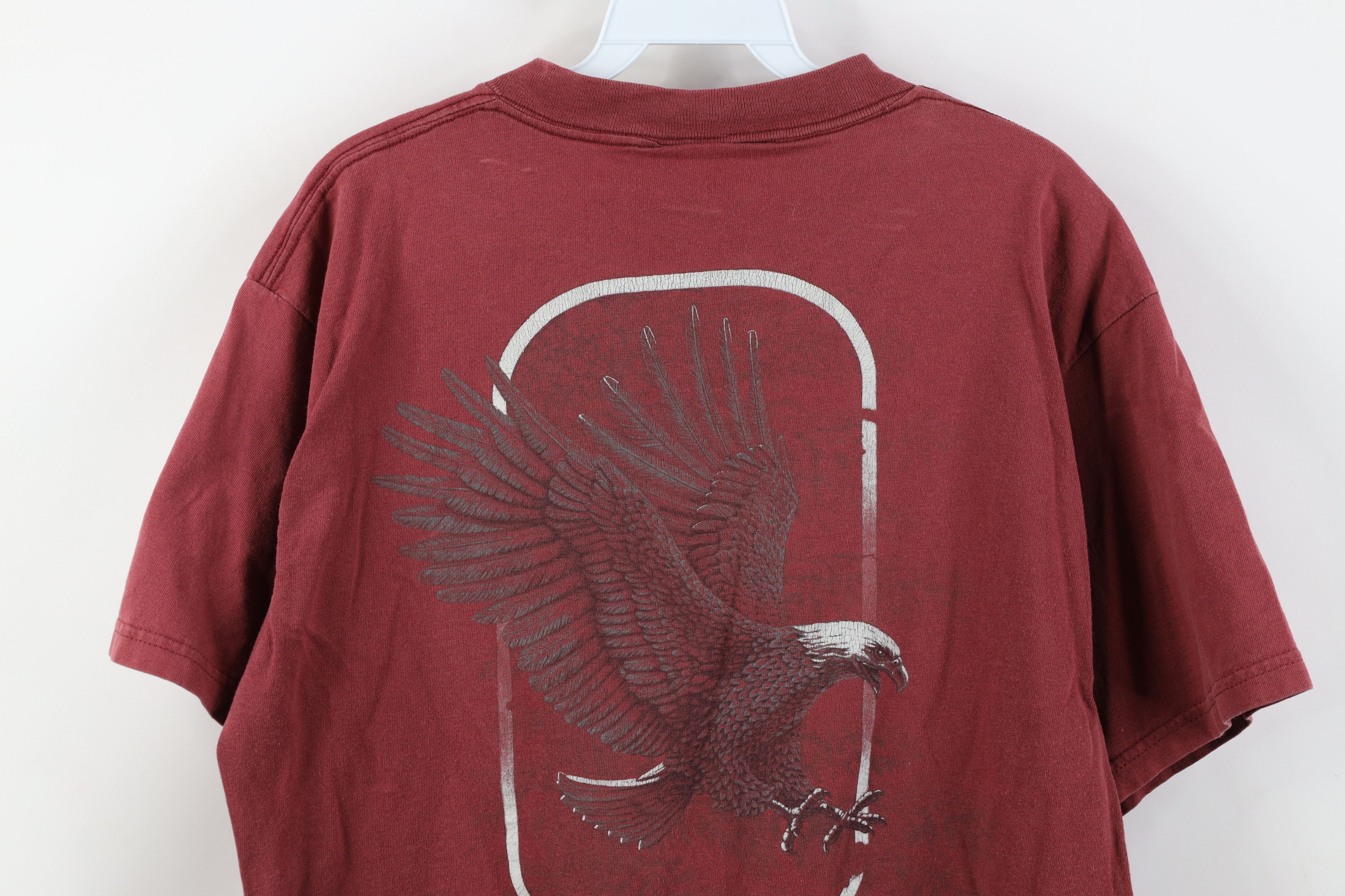 Vintage Vintage 90s Streetwear Nature Eagle Short Sleeve T-Shirt Red Size US L / EU 52-54 / 3 - 14 Thumbnail