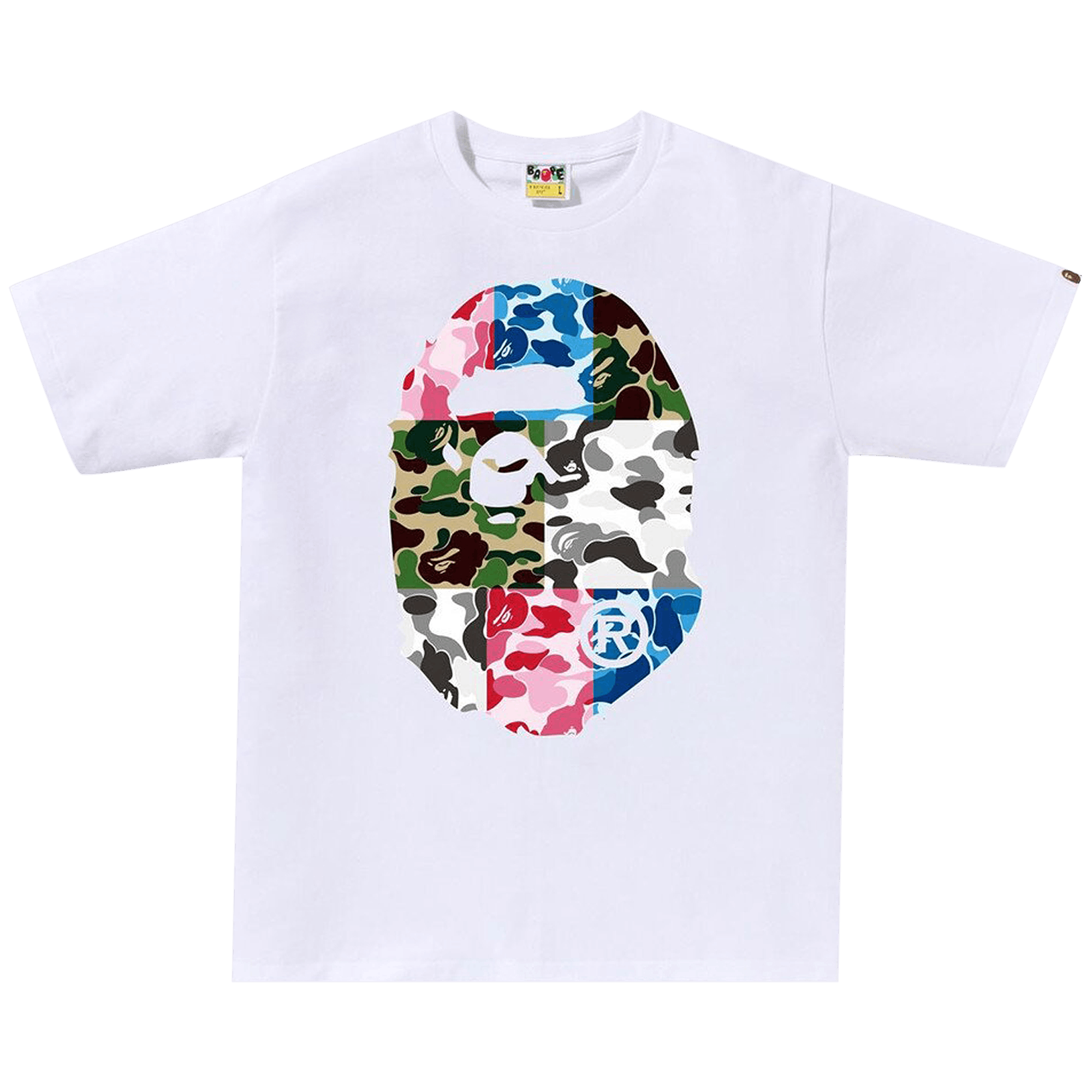 image of Bape Abc Camo Crazy Big Ape Head Tee White, Men's (Size Medium)