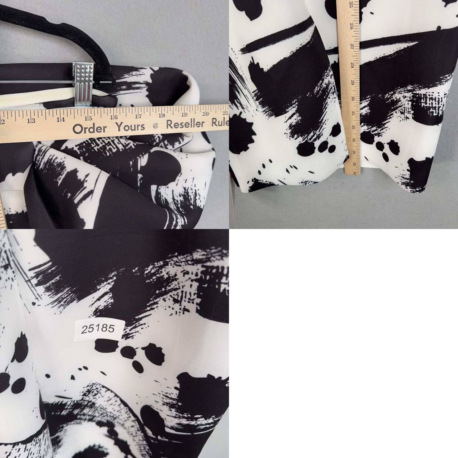 Vintage ASOS DESIGN Dress Womens 8 White Black Graphic Bow Off Shoulder Bodycon Pencil Size M / US 6-8 / IT 42-44 - 9 Thumbnail