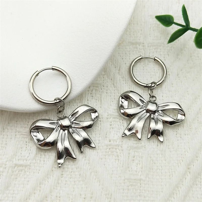 Jewelry Bow Knot Hoop Earrings Jewelry Gift Size ONE SIZE - 4 Thumbnail