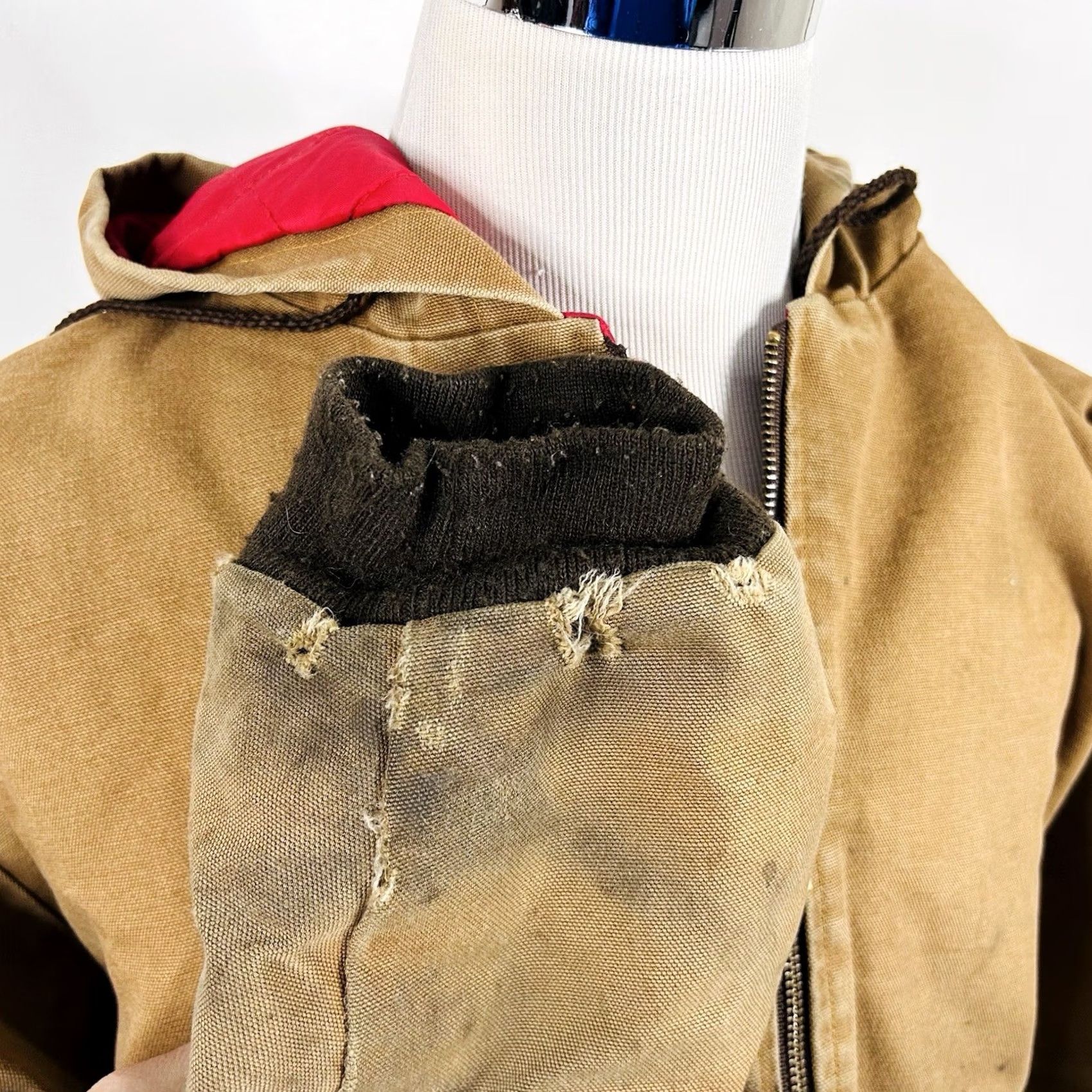 Vintage ART-FLO 2XL Vintage USA Made Canvas Work Jacket Tan Cotton Heavily Distressed Size US XXL / EU 58 / 5 - 6 Thumbnail