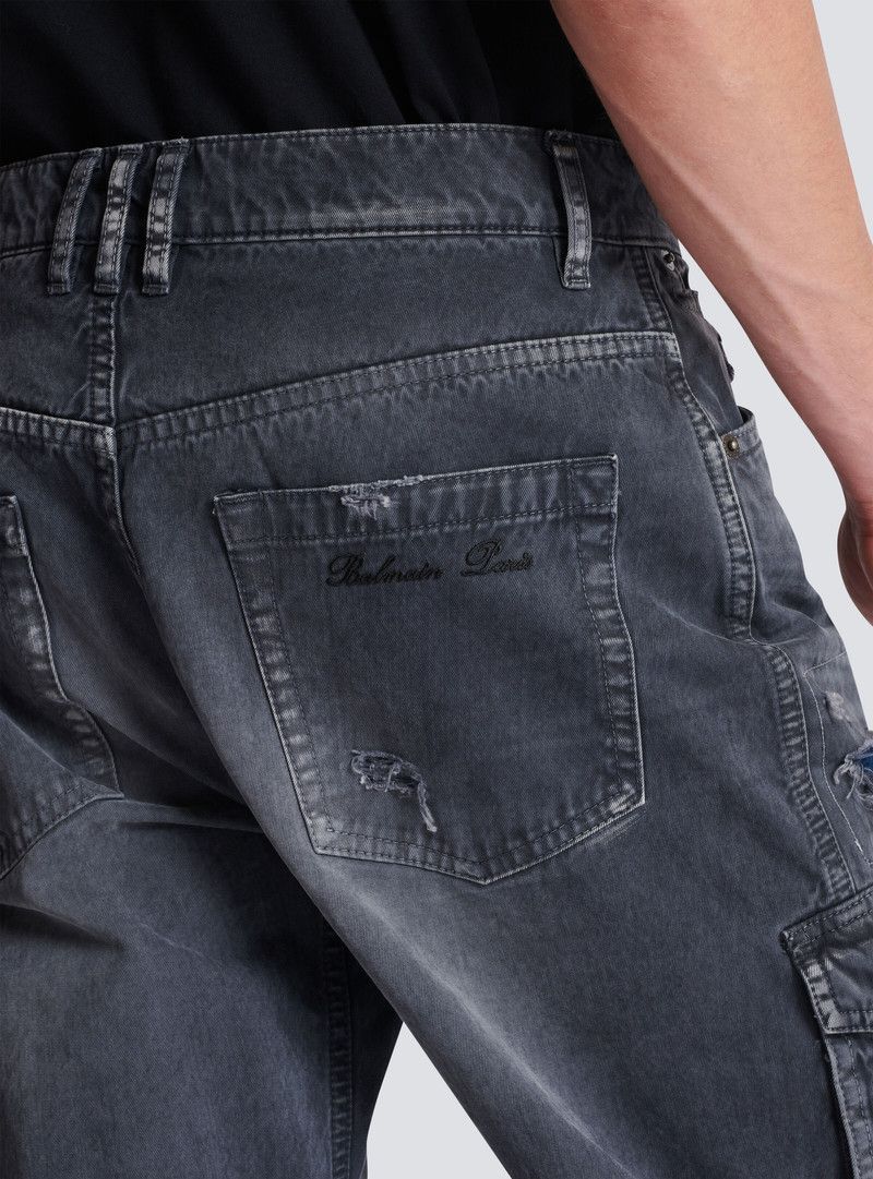 Balmain o1y0426 Cargo Denim Pant in Dark Gray Size US 31 - 3 Thumbnail