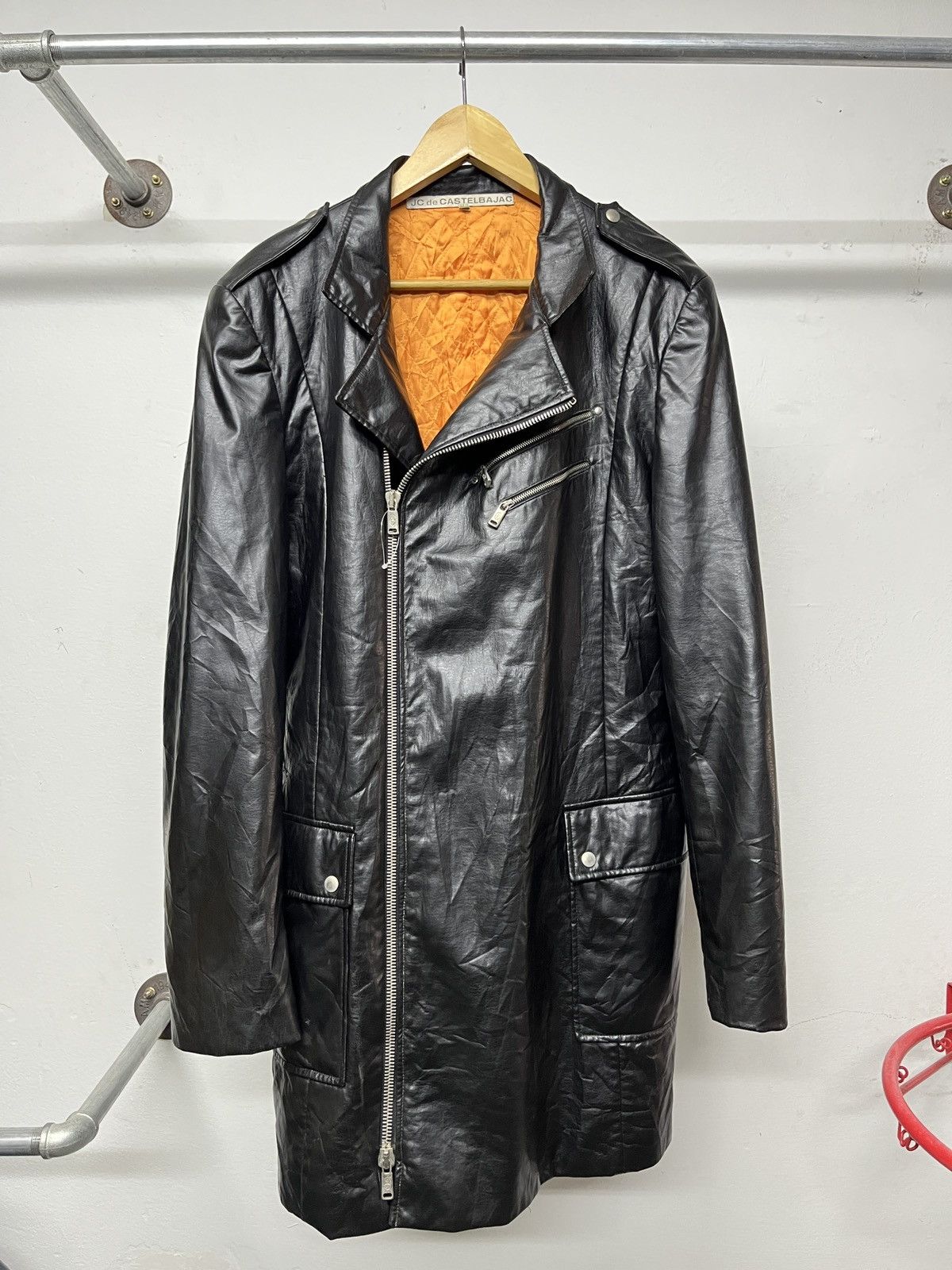 Jean Charles De Castelbajac Rare Je De Castelbajac Double Collar Leather Long Coat Size US M / EU 48-50 / 2 - 1 Thumbnail