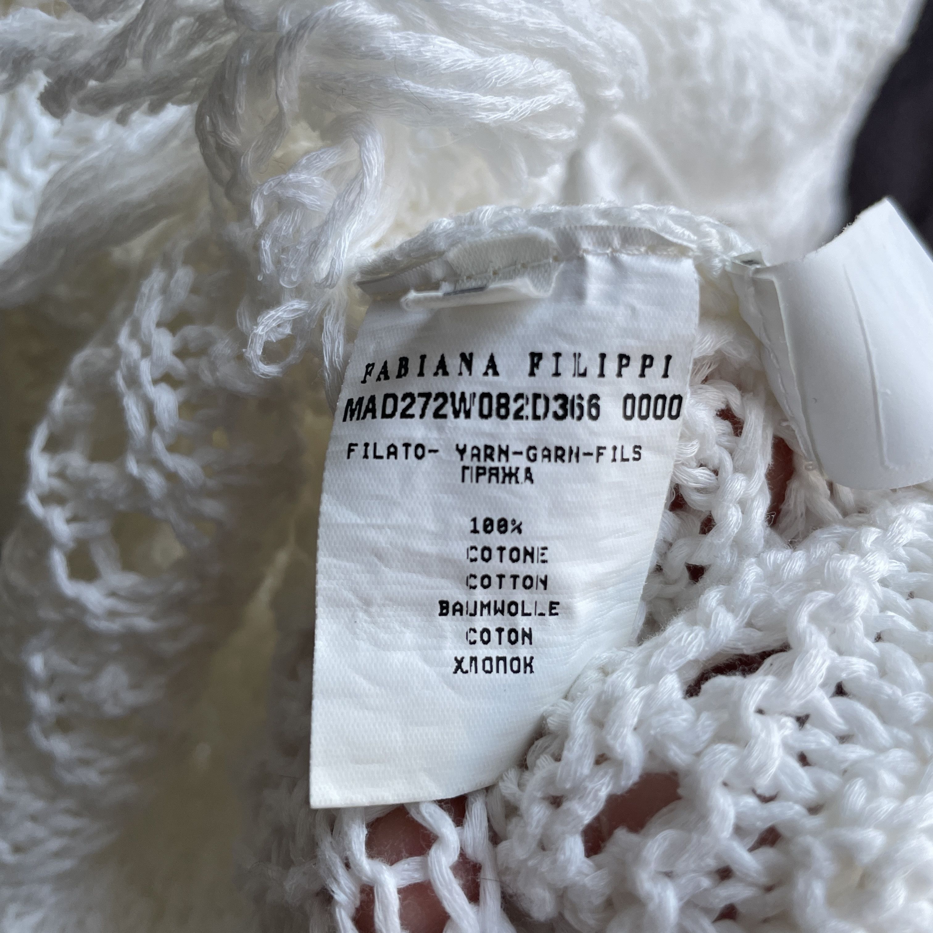 Fabiana Filippi Fabiana Filippi Cotton Crochet Fringe Cape Sweater Size L Size L / US 10 / IT 46 - 8 Thumbnail