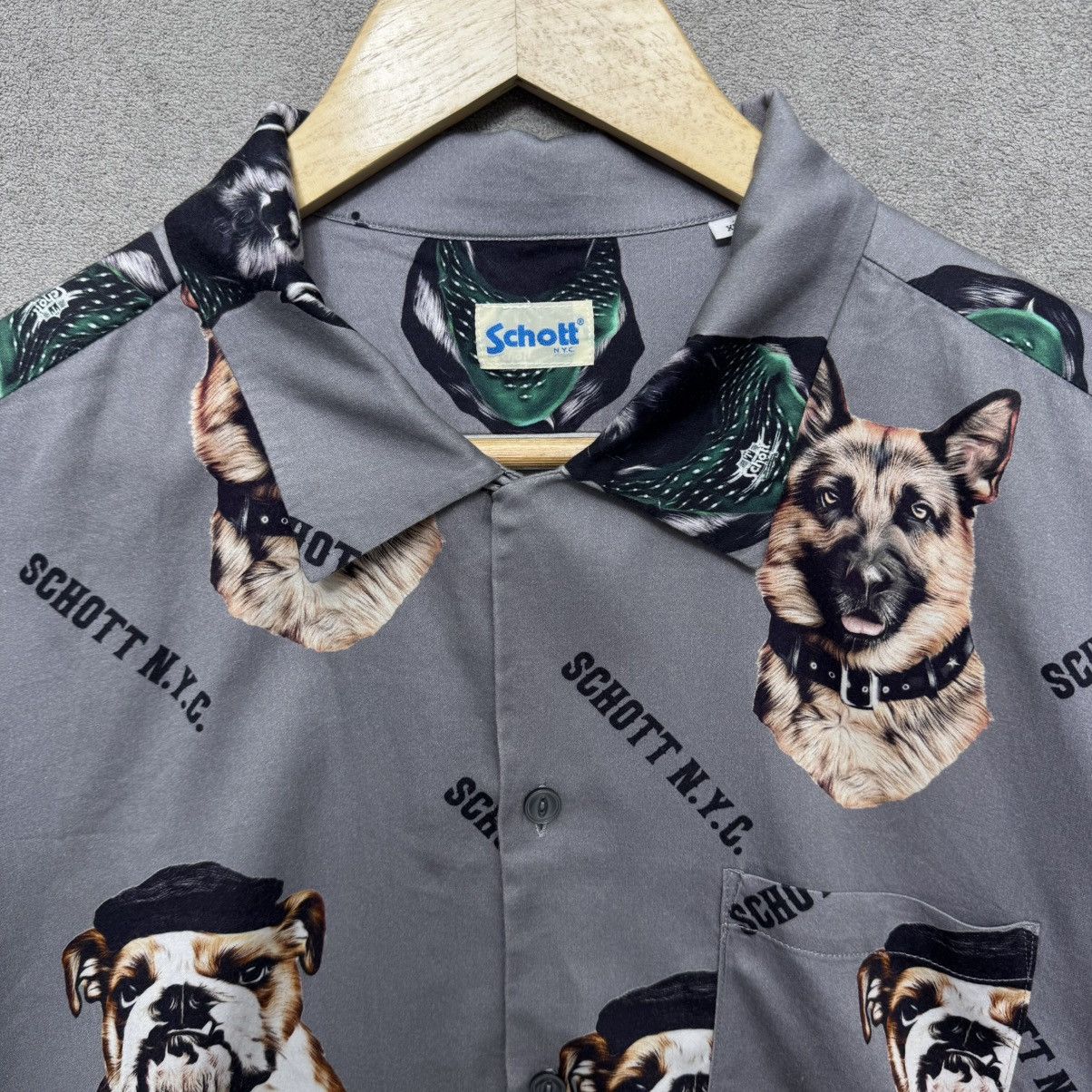 Schott Schott Rayon Open Collar Aloha Total Patern Dog Logo Shirt Size US XL / EU 56 / 4 - 4 Thumbnail