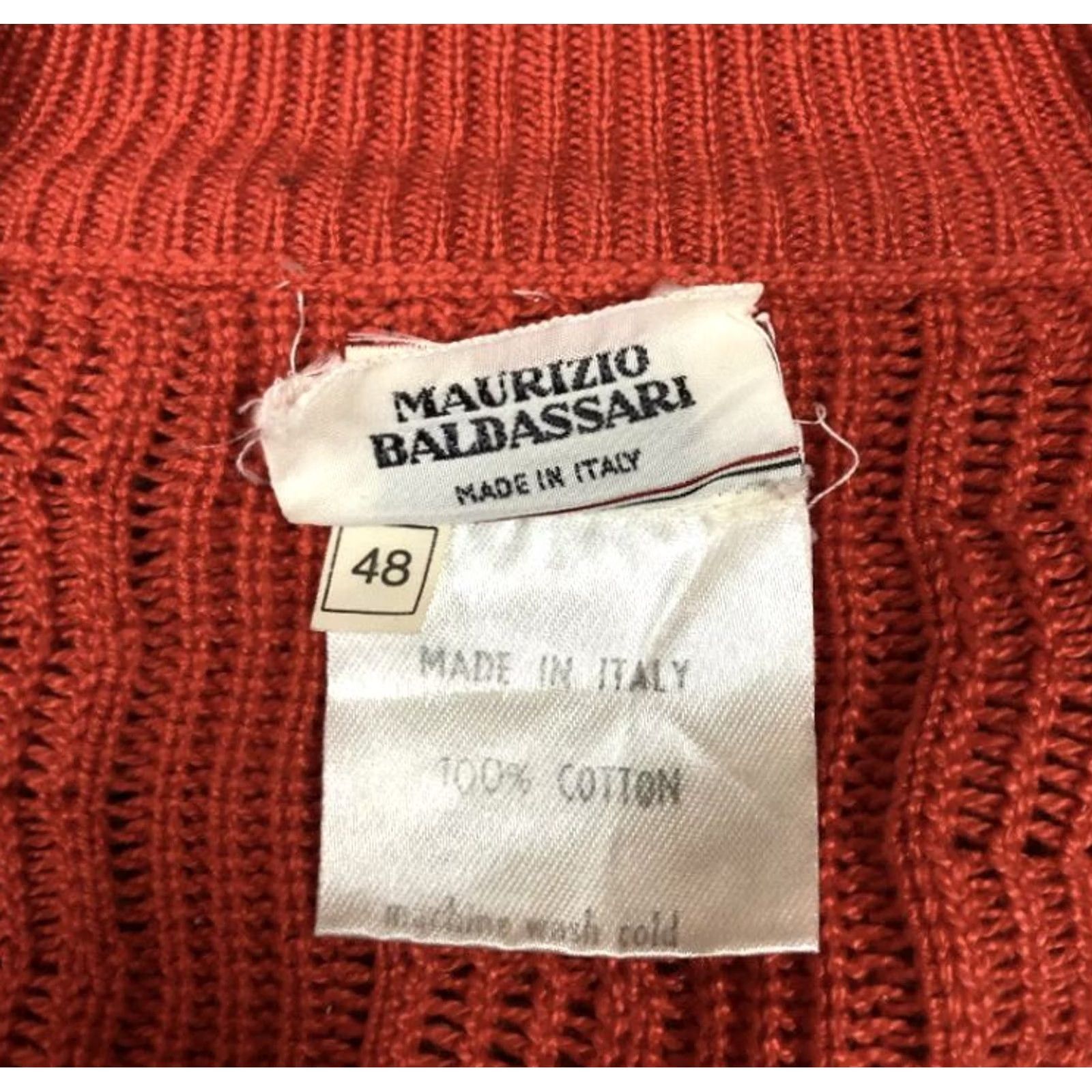 Vintage VINTAGE Maurizio Baldassari Red Knit Sweater Men’s Medium Made In Italy Cotton Shirt Size US M / EU 48-50 / 2 - 2 Thumbnail