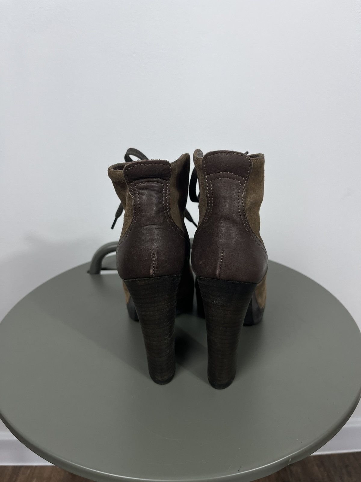 Other Brown Suede Lace-Up Chunky Heel Ankle Boots Lug Sole Size US 7 / IT 37 - 5 Thumbnail