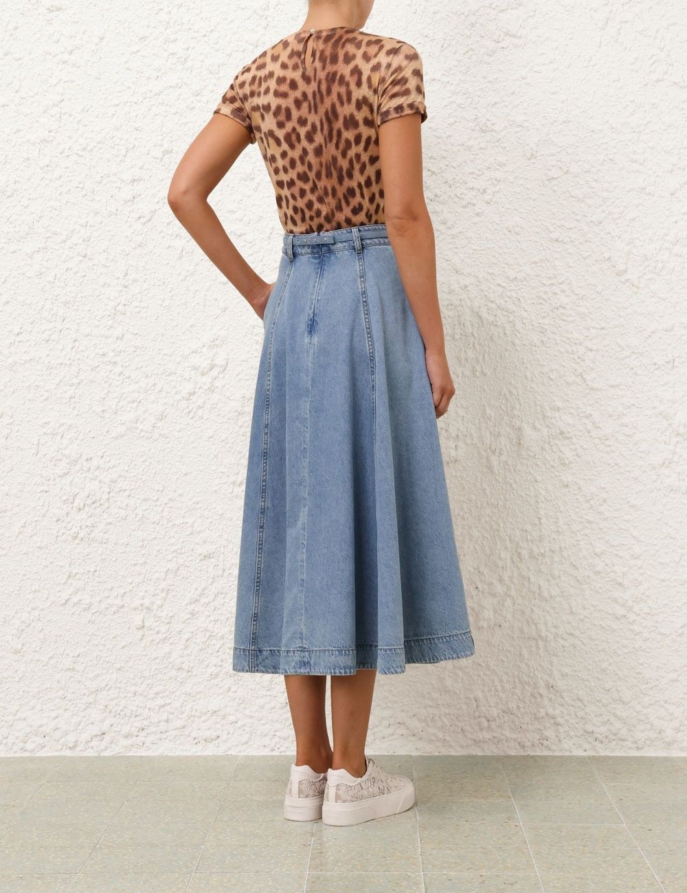 Zimmermann oc11z1025 Crush Denim Full Midi Skirt in Blue Size 34" / US 12 / IT 48 - 4 Thumbnail