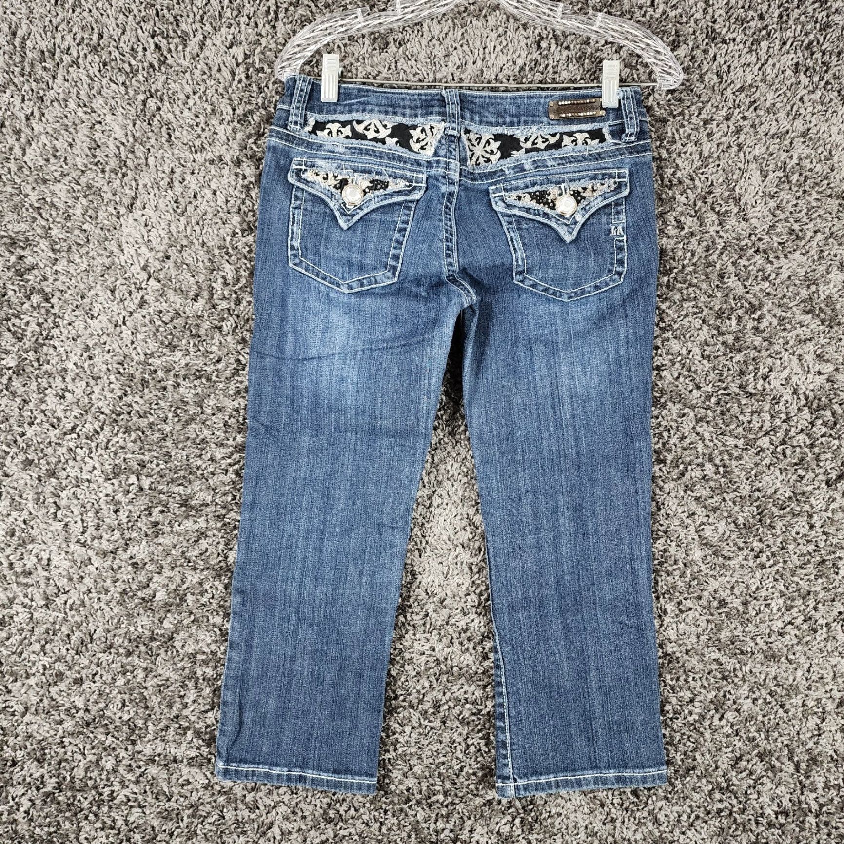 Vintage L.A. Idol Womens Jeans Capri Heavy Stitch Blue 29 Capris Size 29 Women Size 29" - 6 Thumbnail