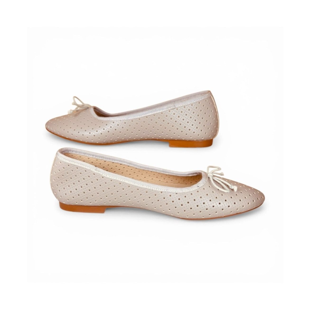 Other Emerald Taupe Greige Leather Ballet Flats Almond Toe EU 40 Size US 10 / IT 40 - 5 Thumbnail