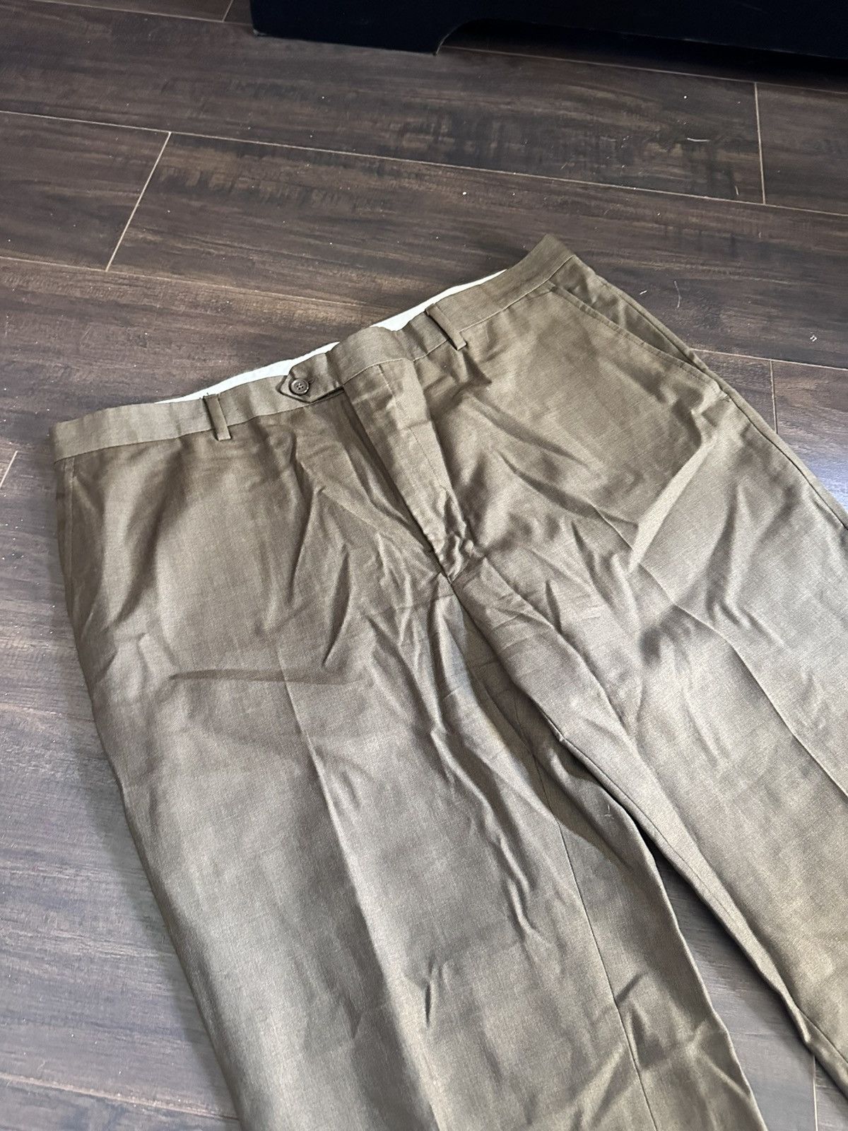 Santorelli Luxury Serge tobacco brown virgin wool pleated trousers Size 42S - 2 Thumbnail