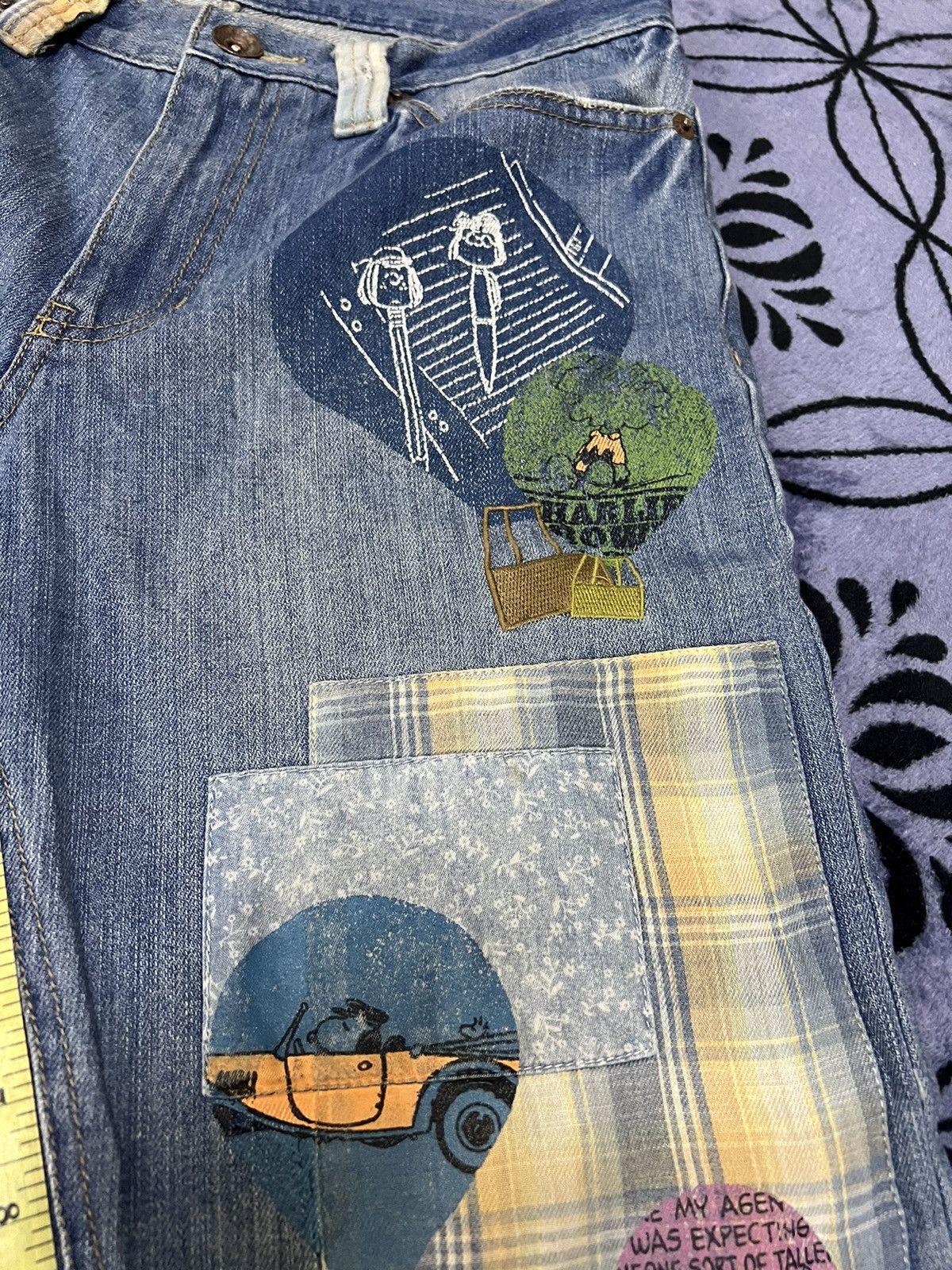 Peanuts × Vintage Peanuts Patchwork Jeans Size 30" / US 8 / IT 44 - 19 Thumbnail