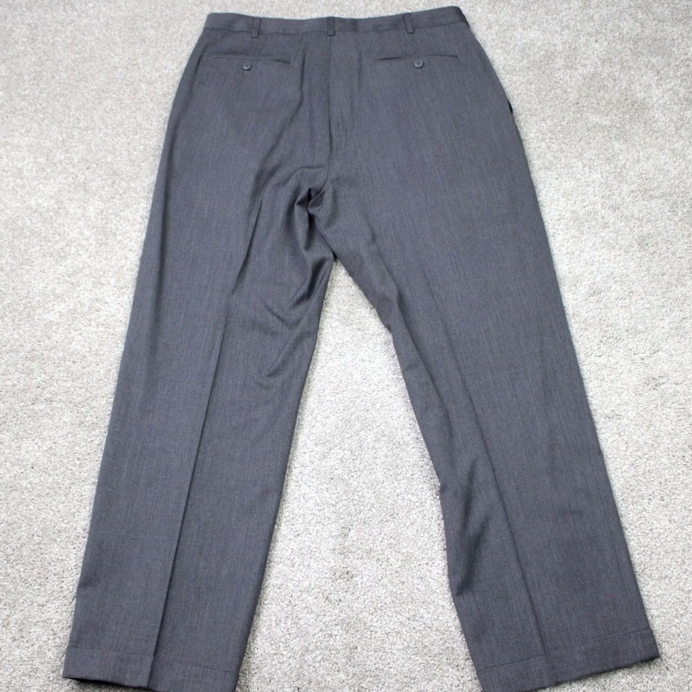 Jos. A. Bank Jos. A. Bank Pants Mens 33x29 Gray 100% Wool Pleated Cuffed Traveler Collection Dress Pants Regular Slim? No, keep as is Size US 33 - 5 Thumbnail
