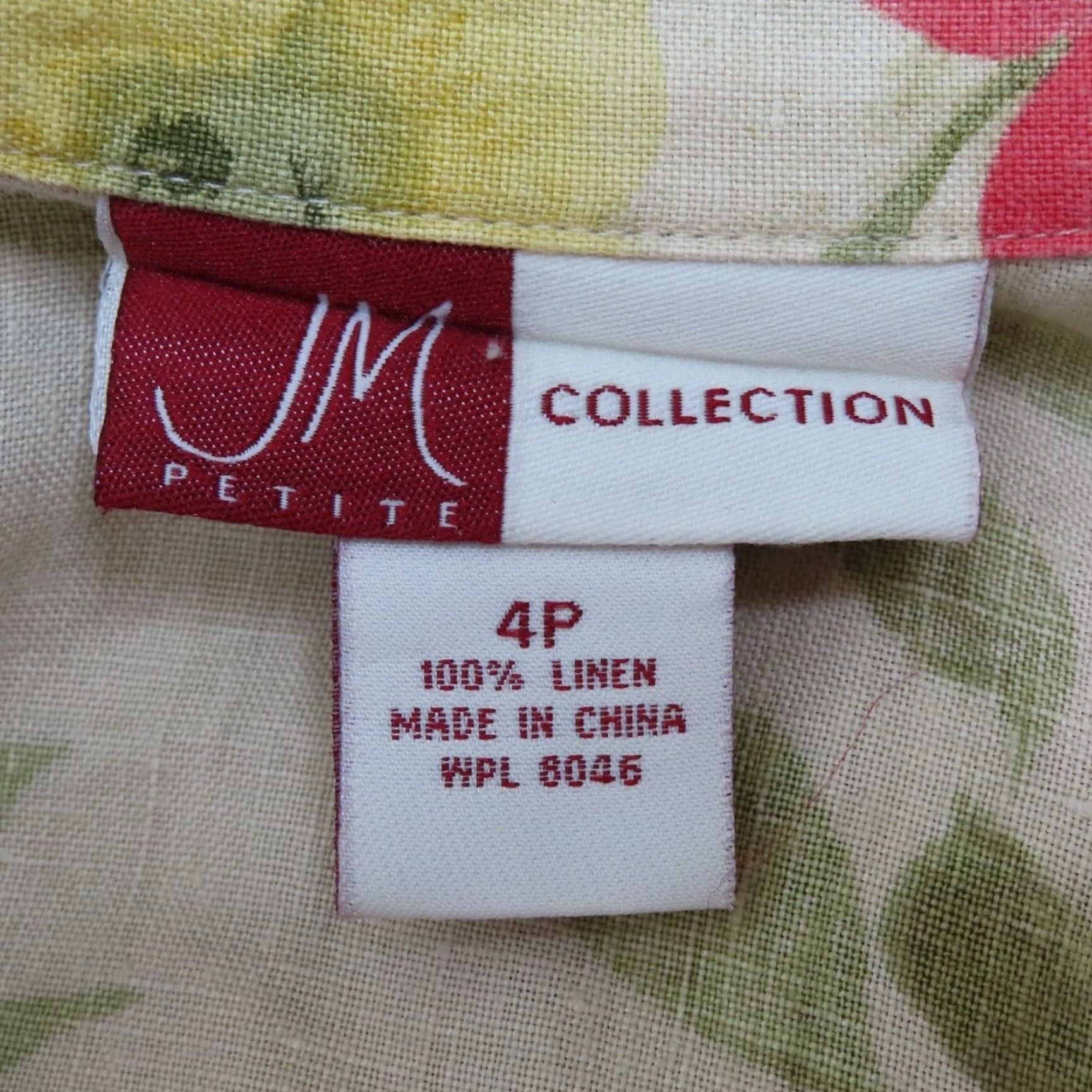 JM Collection JM Collection Women Petites 4P Linen Button Front Collared Floral Blouse Shirt 3/4 Sleeve Multicolor Size S / US 4 / IT 40 - 6 Thumbnail