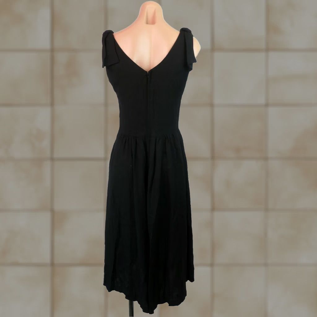 Vintage Vintage Lanz Originals Dress Sz 6 Black Fit flare LBD Bow Strap 1950s Size M / US 6-8 / IT 42-44 - 1 Thumbnail