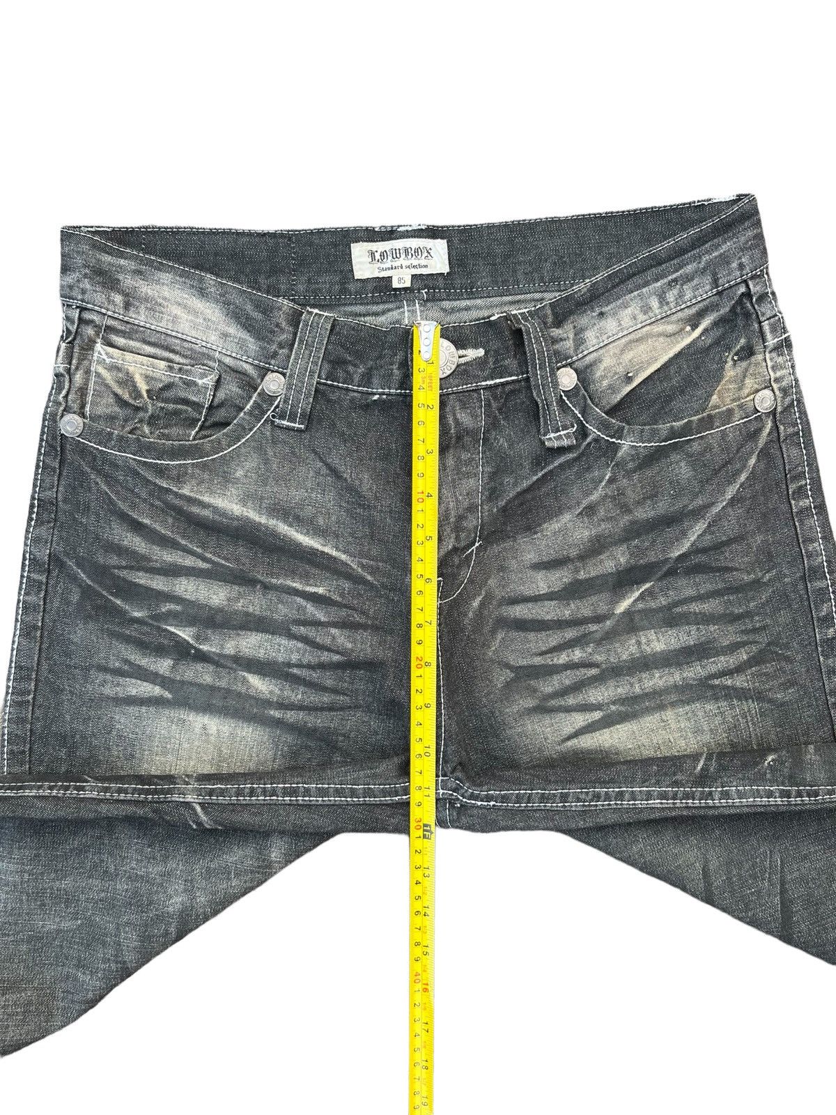 Vintage Japanese Brand Lowbox Distressed Charcoal Faded Jean