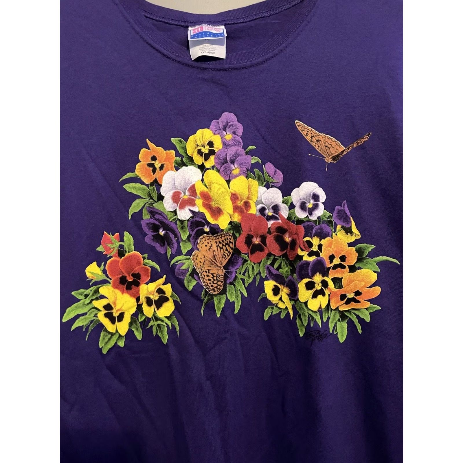Hanes VINTAGE Hanes 2XL Womens T-Shirt Purple Flower Butterfly Shirt Shirt Womens 2XL Purple Flower Butterfly Hanes Vintage Size XXL / US 16-18 / IT 52-54 - 2 Thumbnail