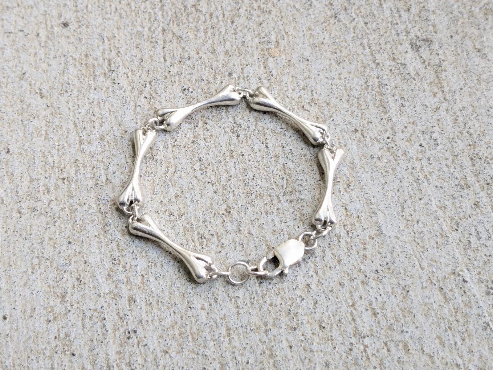 Sterling Silver Vintage Sterling Silver Bracelet Bone Skeleton 7.25" Size ONE SIZE - 1 Thumbnail
