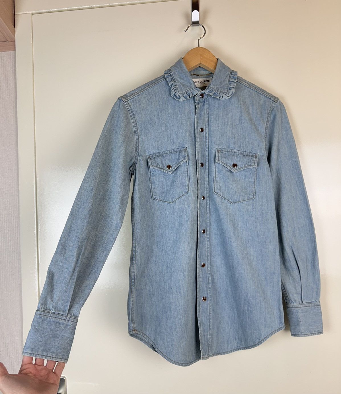 Saint Laurent Paris SAINT LAURENT Denim Light Blue Button Shirt Western Cowboy Size XS / US 0-2 / IT 36-38 - 3 Thumbnail