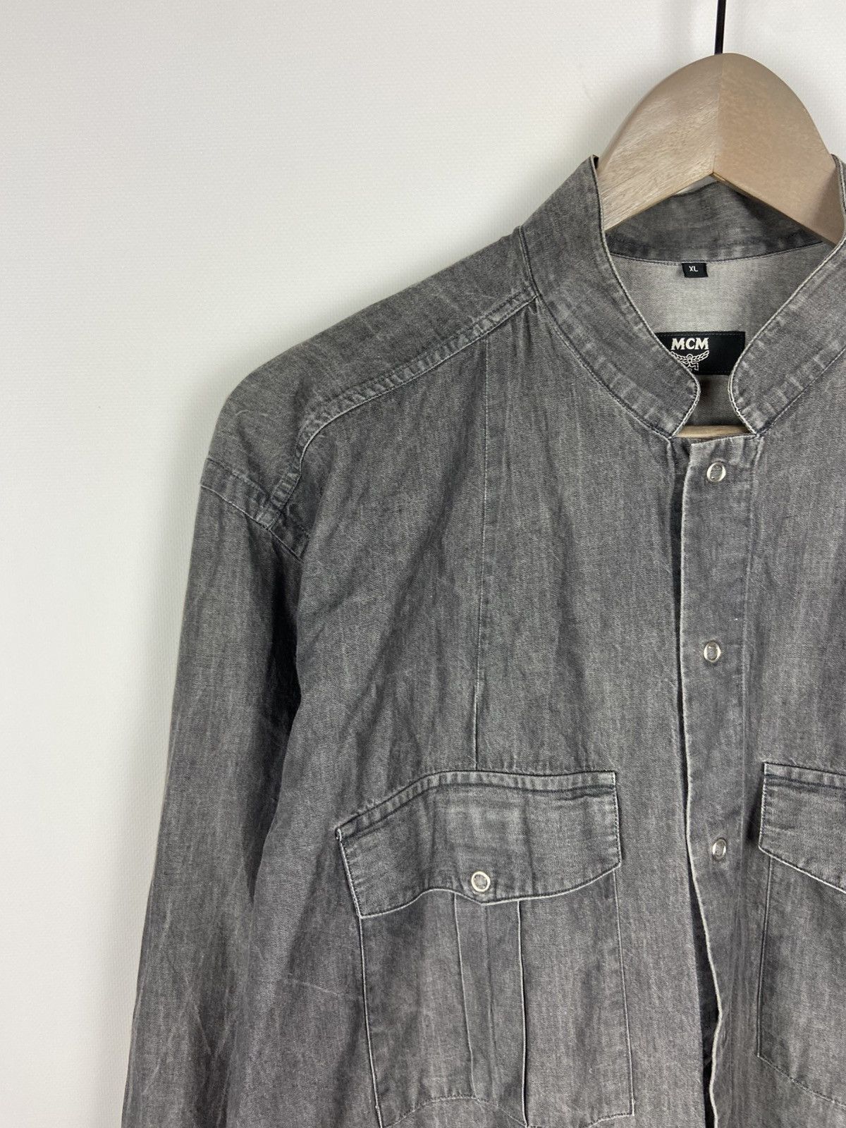 Designer × MCM Vintage MCM Faded Gray Mens Luxury Button Shirt Logo Size US XL / EU 56 / 4 - 6 Thumbnail