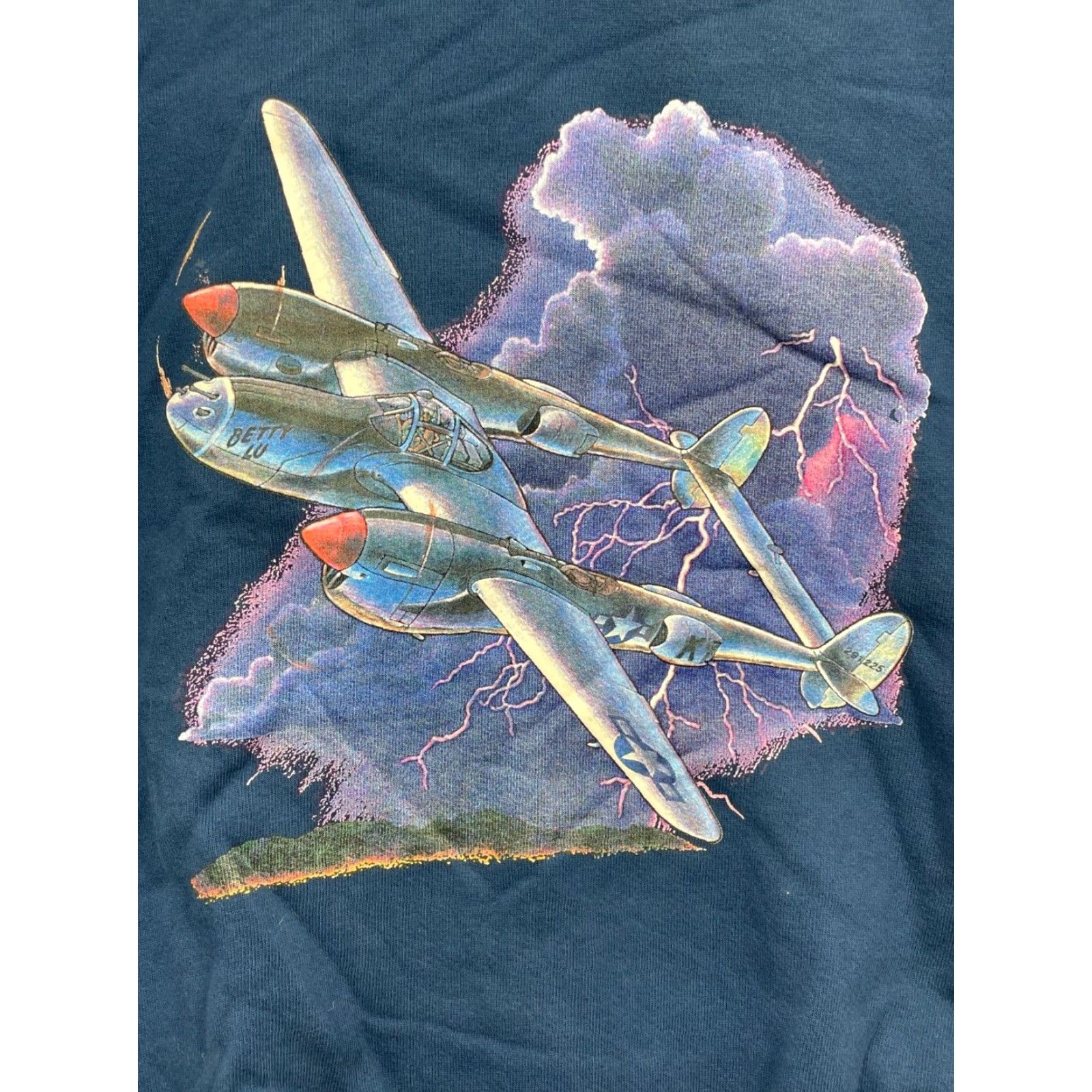 Vintage VINTAGE Russel Athletic Sweatshirt Mens L 90s Red Cotton Polyester Knit Crew Neck Graphic Print Planes Military Fighter Plane Size US L / EU 52-54 / 3 - 4 Thumbnail