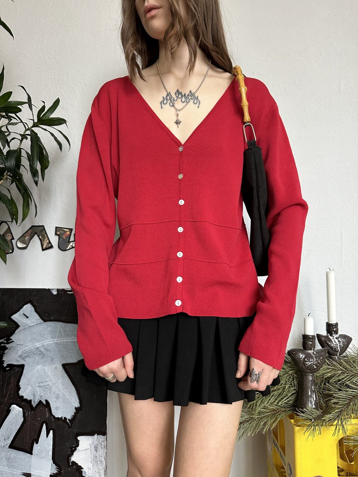 Vintage Cute 90s Zorbe Red Trending Loose Cozy Cardigan Size ONE SIZE - 1 Thumbnail