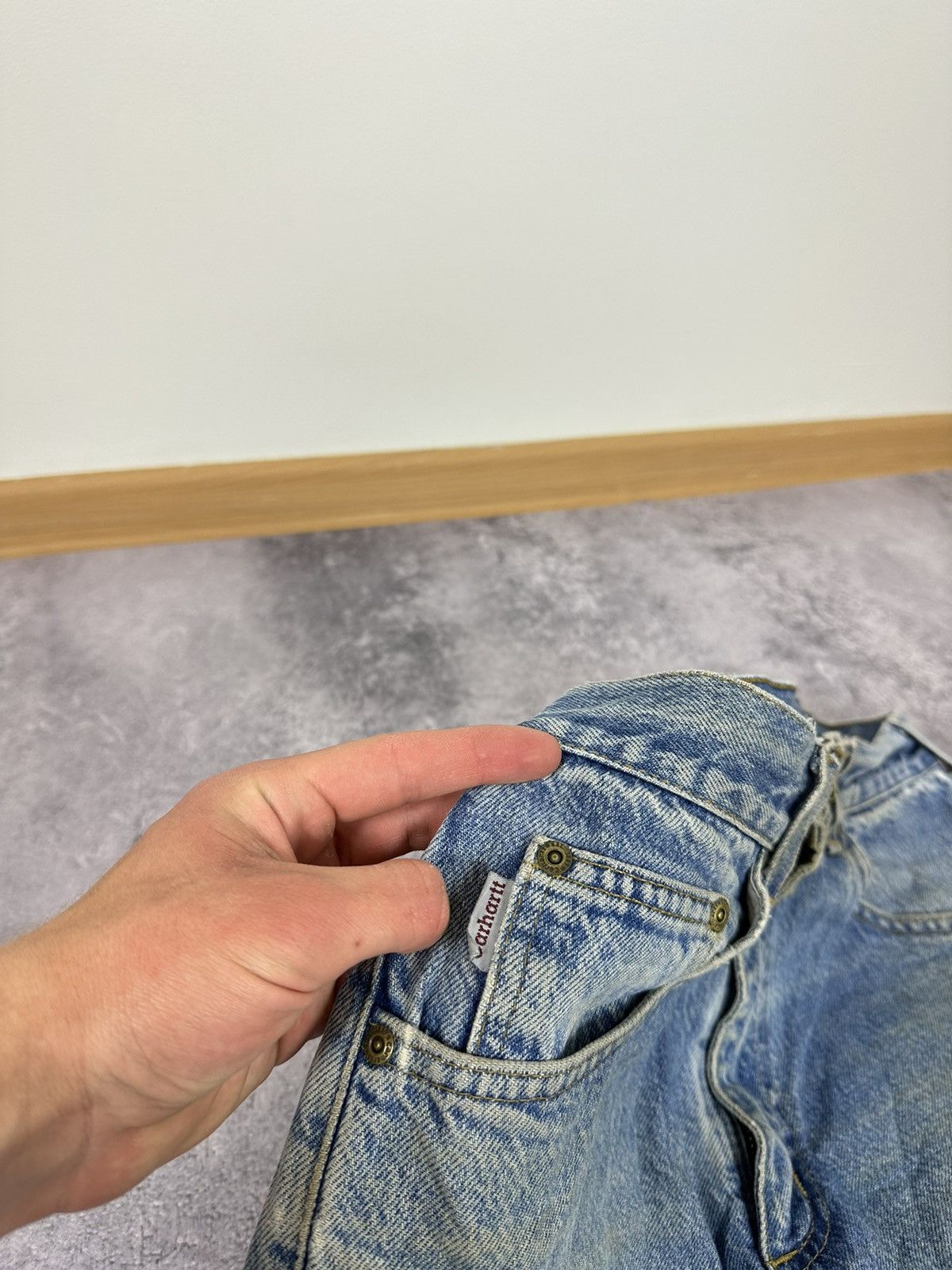 Carhartt Vintage Carhartt Light Blue Distressed Opium USA Work Jeans Size US 34 / EU 50 - 13 Thumbnail