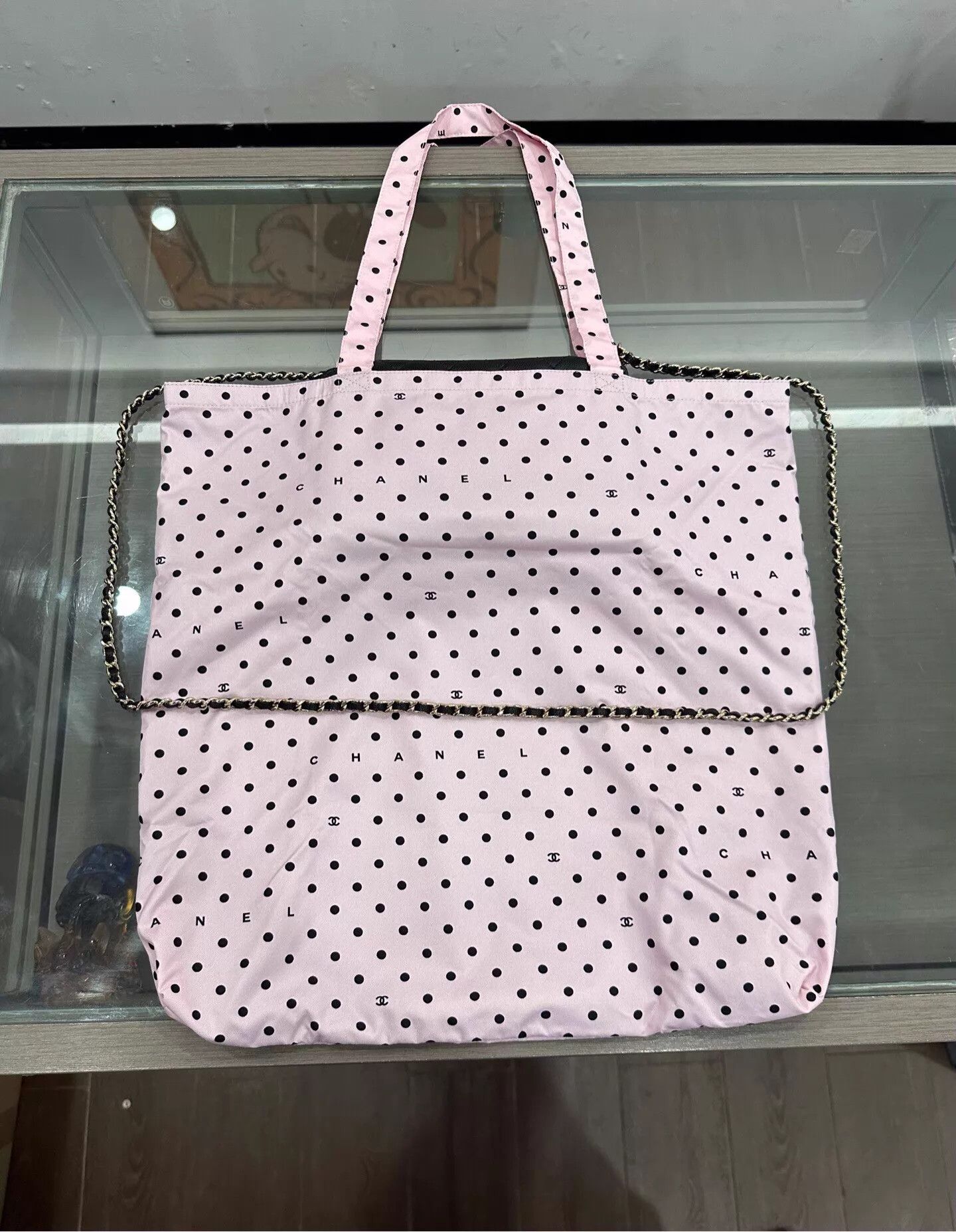 Chanel Chanel Pink Canvas Polka Dot Logo 2-in-1 Tote New Chip Size ONE SIZE - 3 Thumbnail