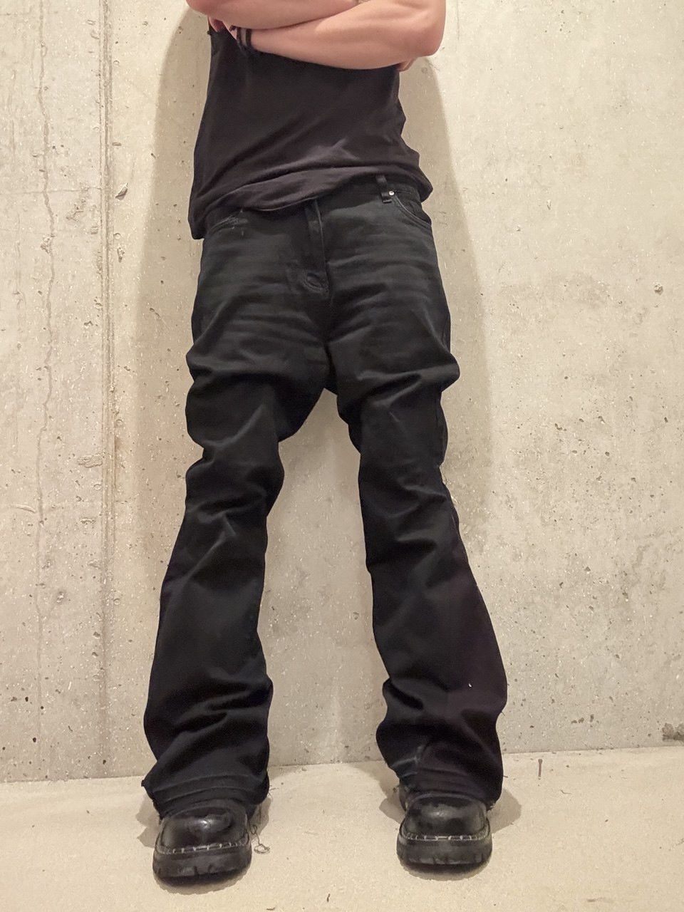 Japanese Brand flare bootcut custom black jeans Size US 34 / EU 50 - 2 Thumbnail