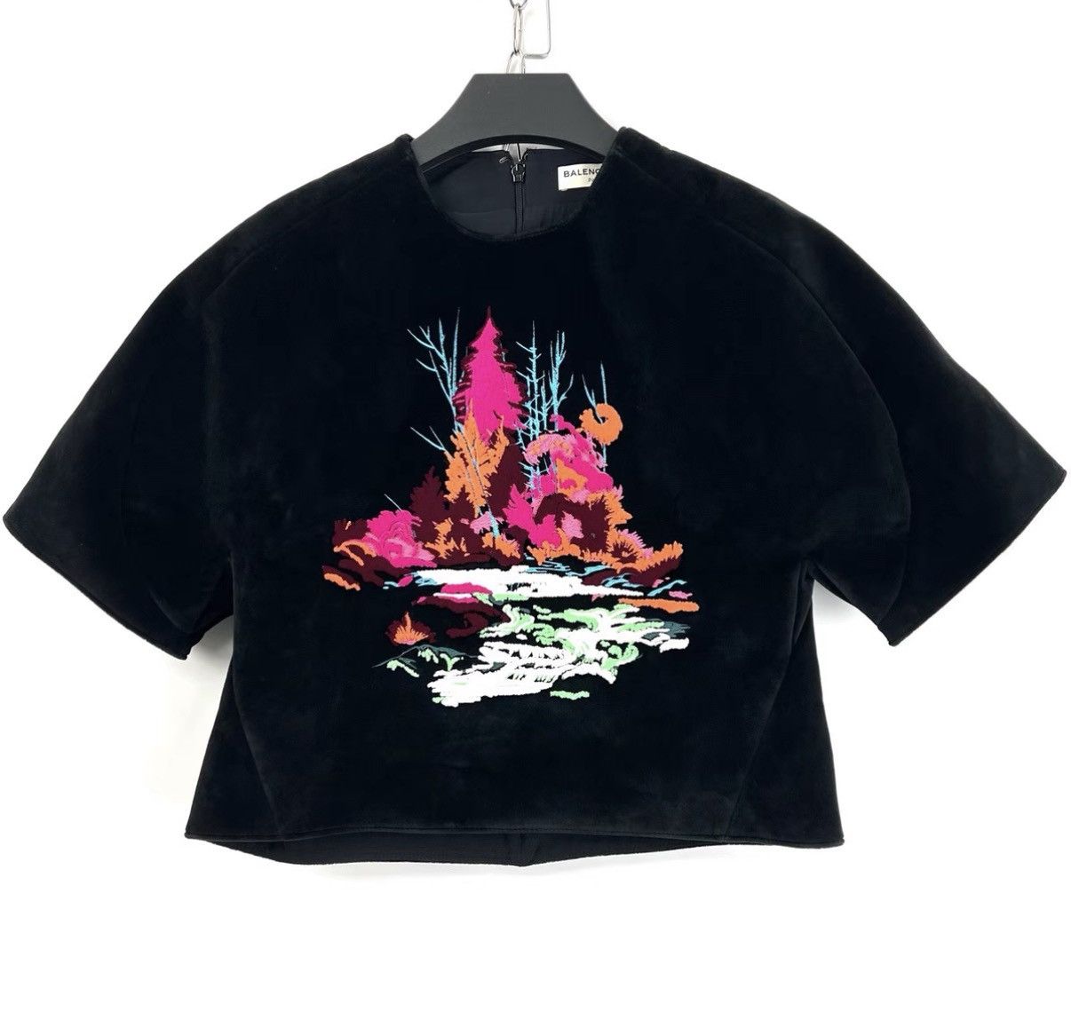 Balenciaga Balenciaga Black Velvet Heavy Embroidery Short Sleeve K12 Size XS / US 0-2 / IT 36-38 - 1 Thumbnail