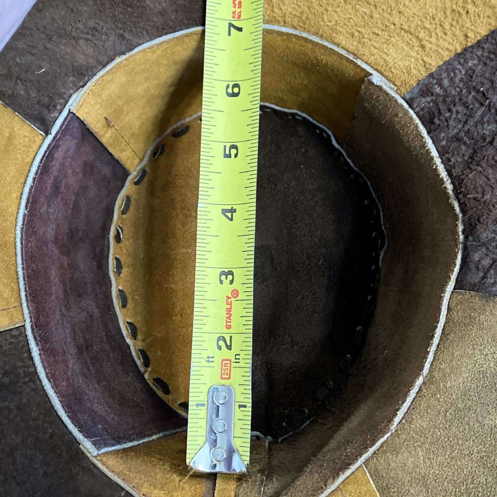 Other Vtg Suede Leather Patchwork Hat Hippie Boho 1970s Cowgirl Size ONE SIZE - 11 Thumbnail