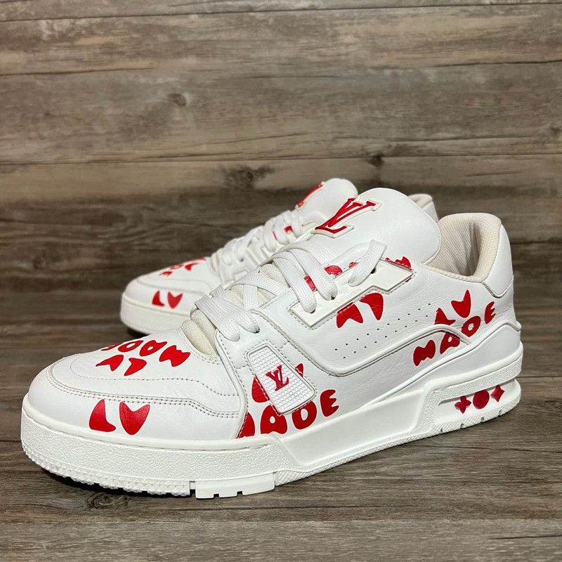 Louis Vuitton Nigo x Louis Vuitton White Red Trainer Sneakers 0079 Size US 10 / IT 40 - 1 Thumbnail